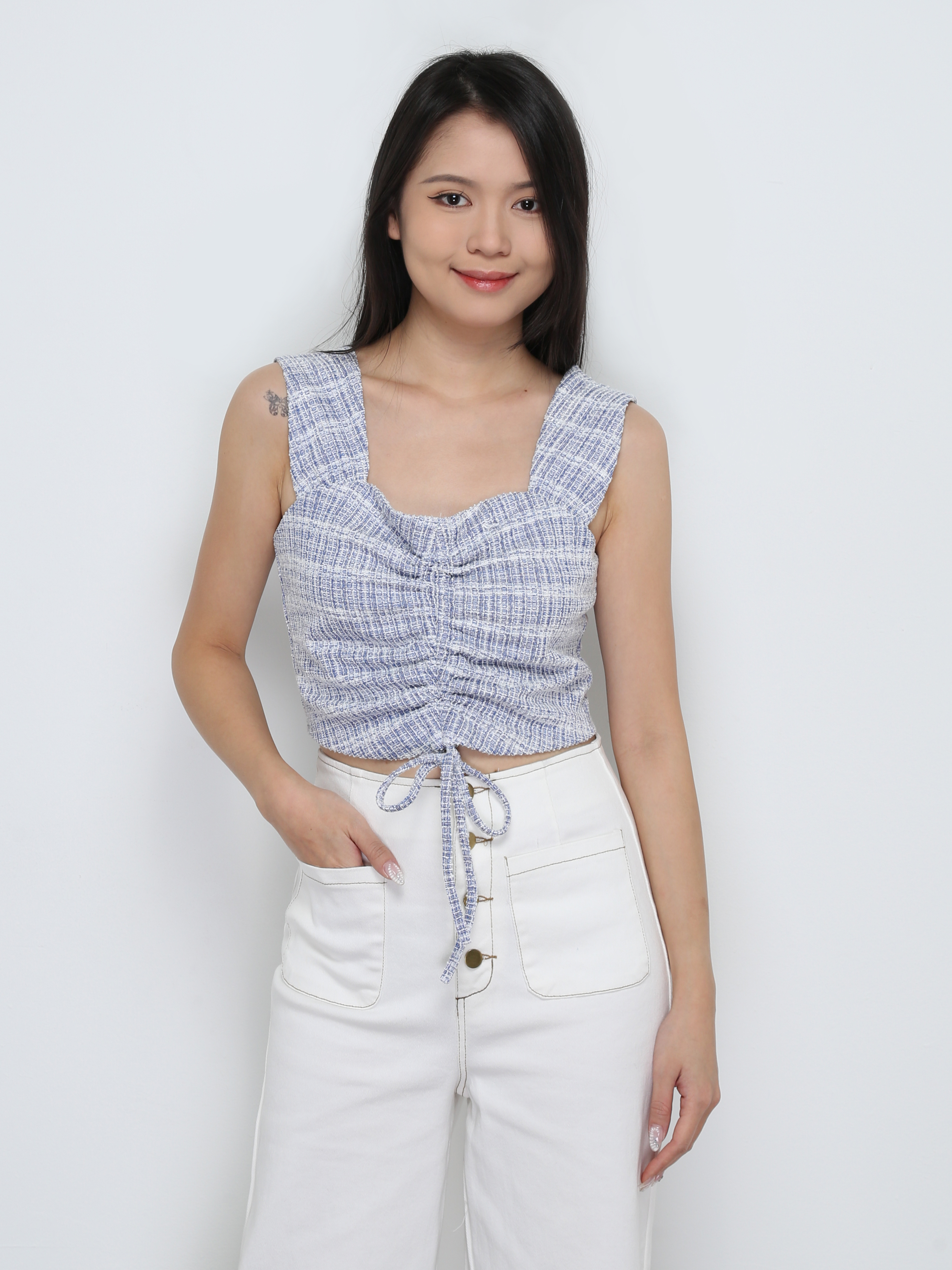 Sleeveless Front Drawstring Top 29019