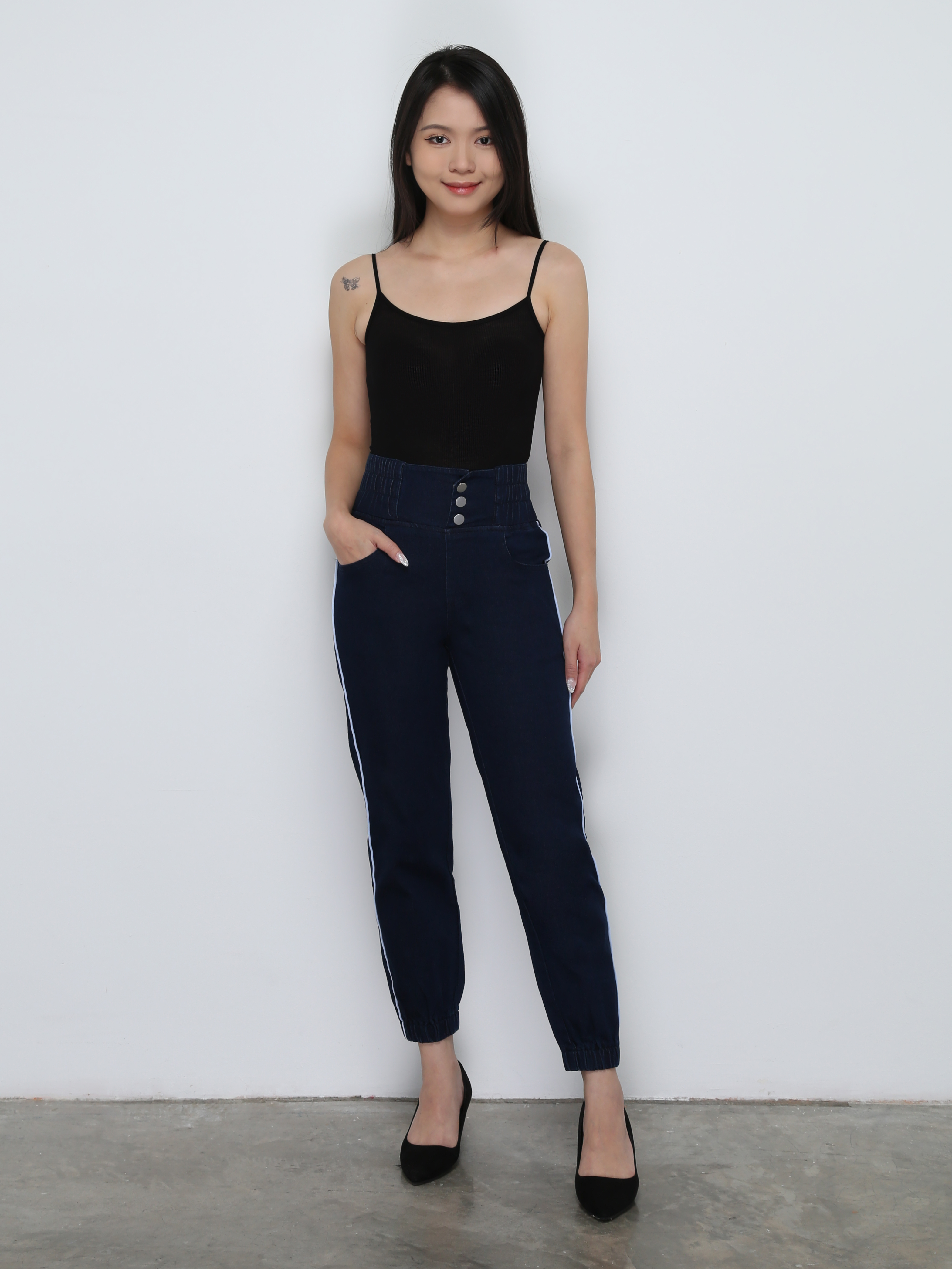 High Waist Denim Long Pants 29088
