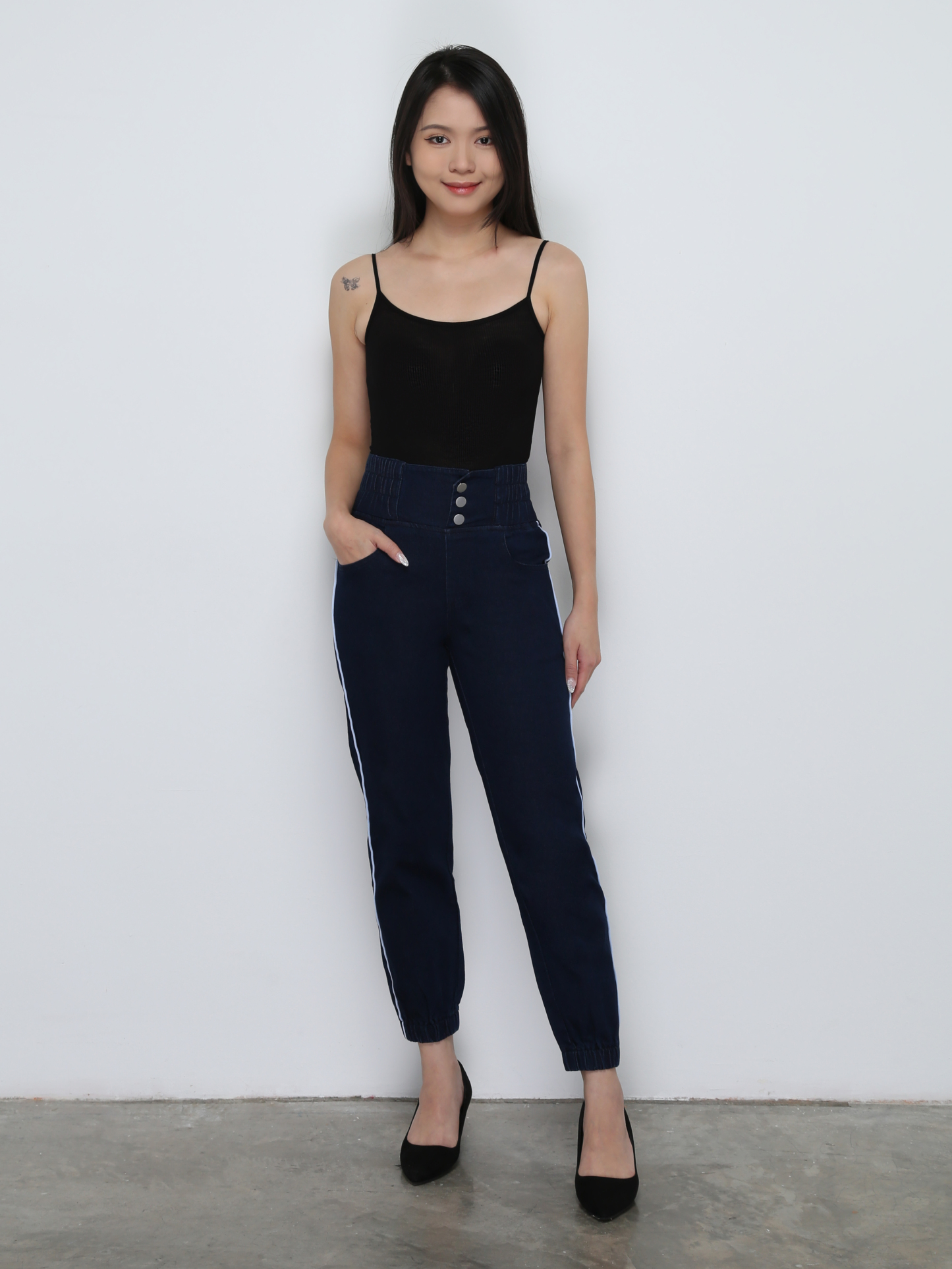 High Waist Denim Long Pants 29088