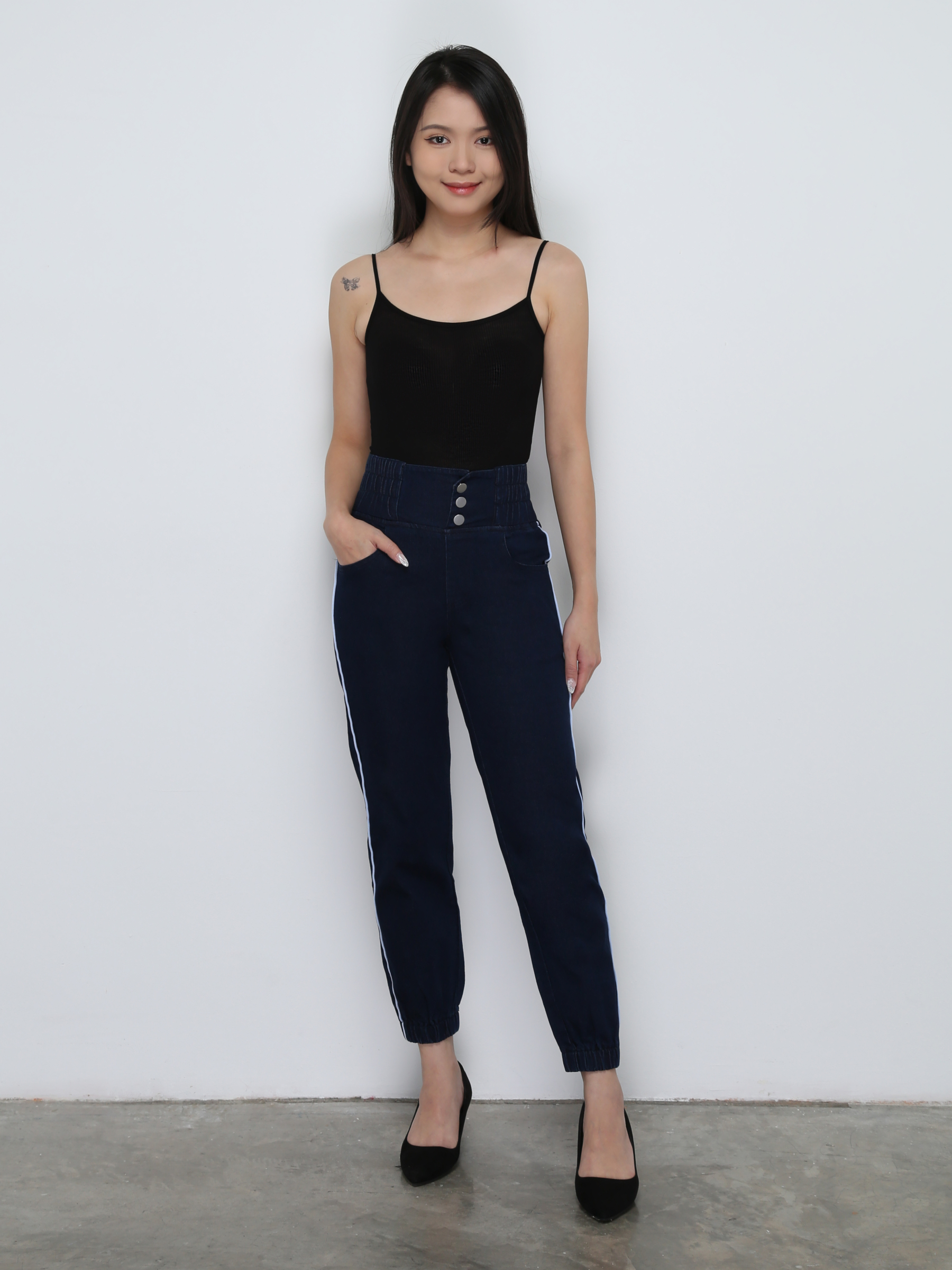 High Waist Denim Long Pants 29088