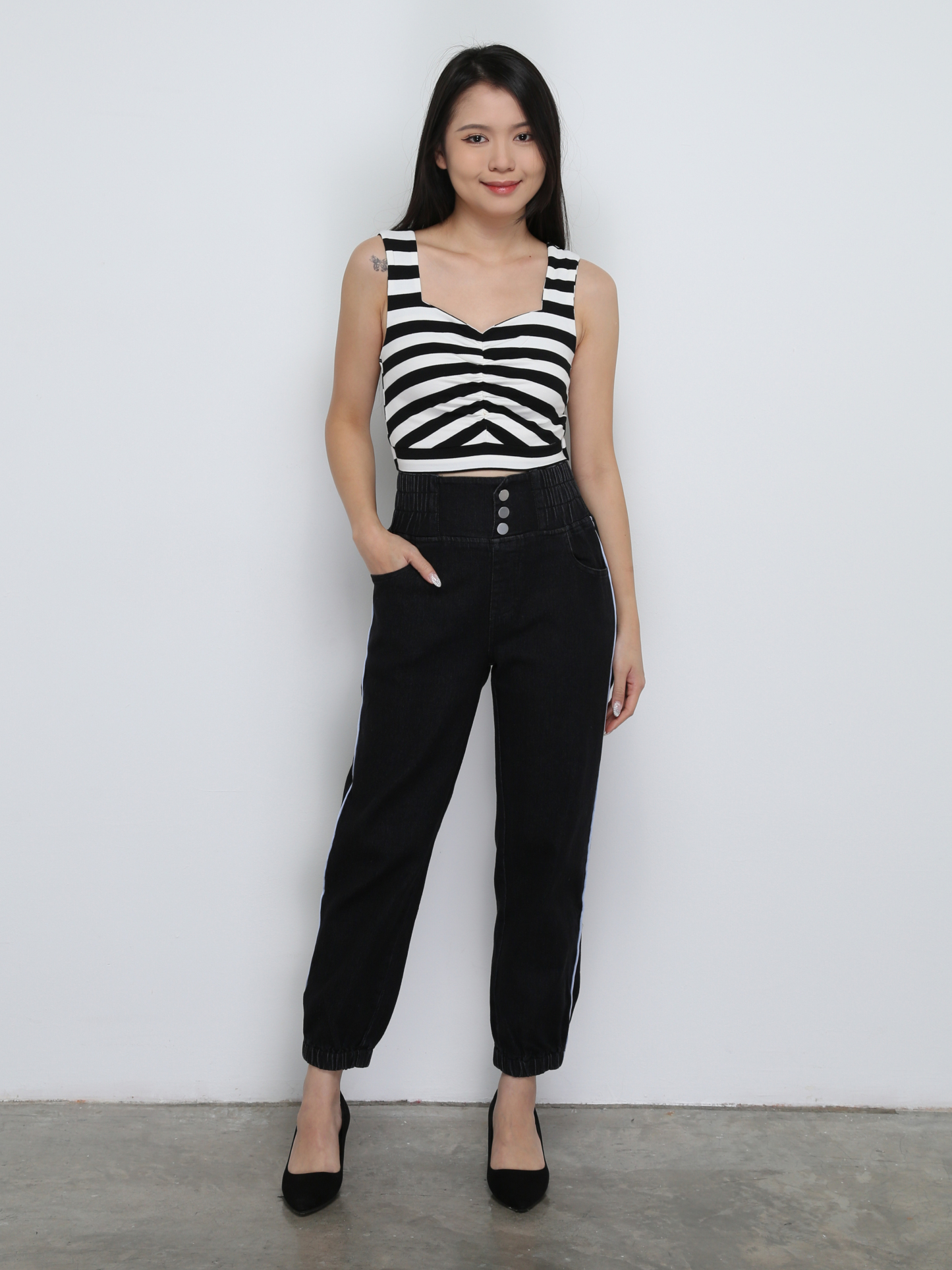 High Waist Denim Long Pants 29088