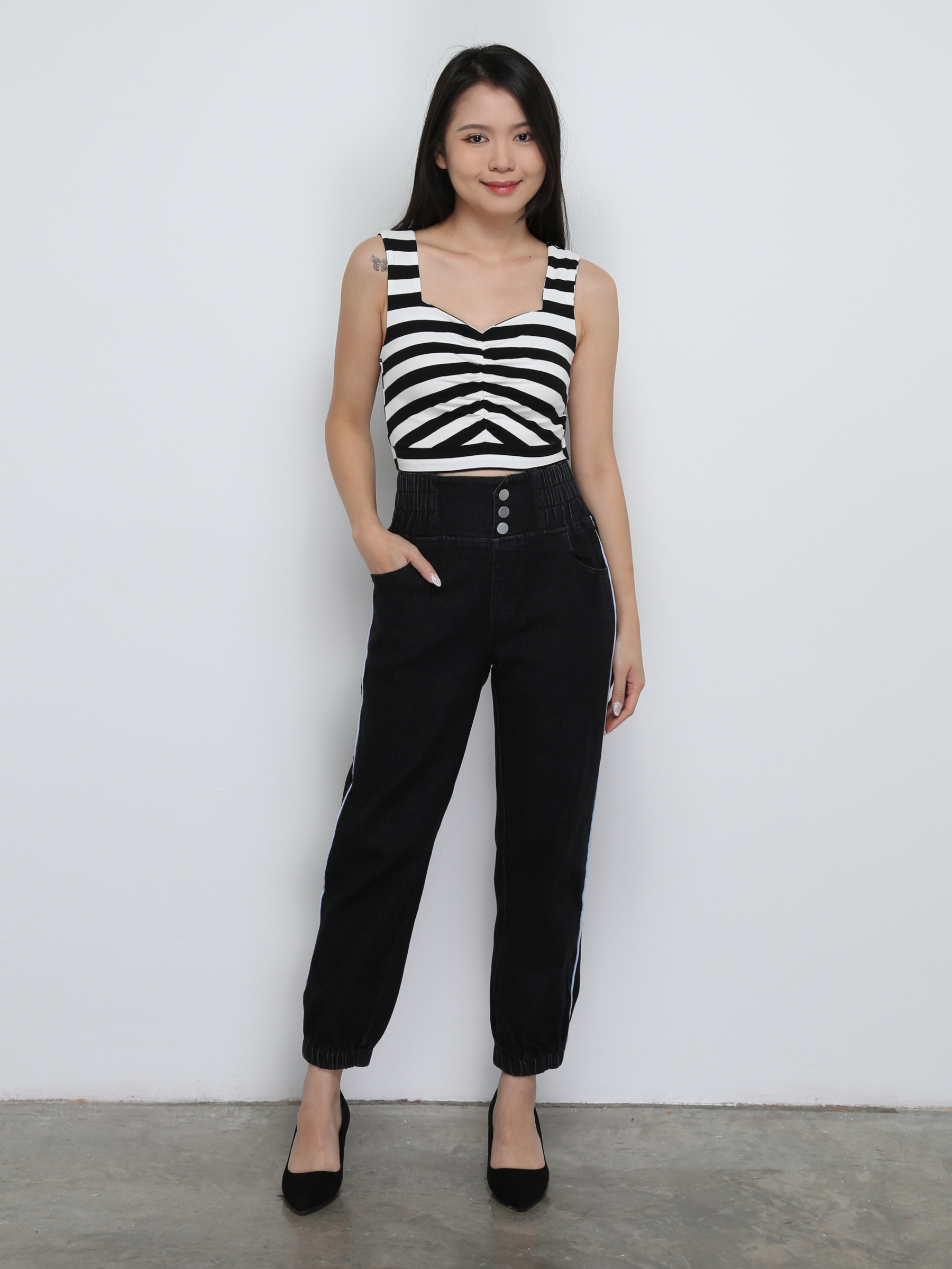 High Waist Denim Long Pants 29088