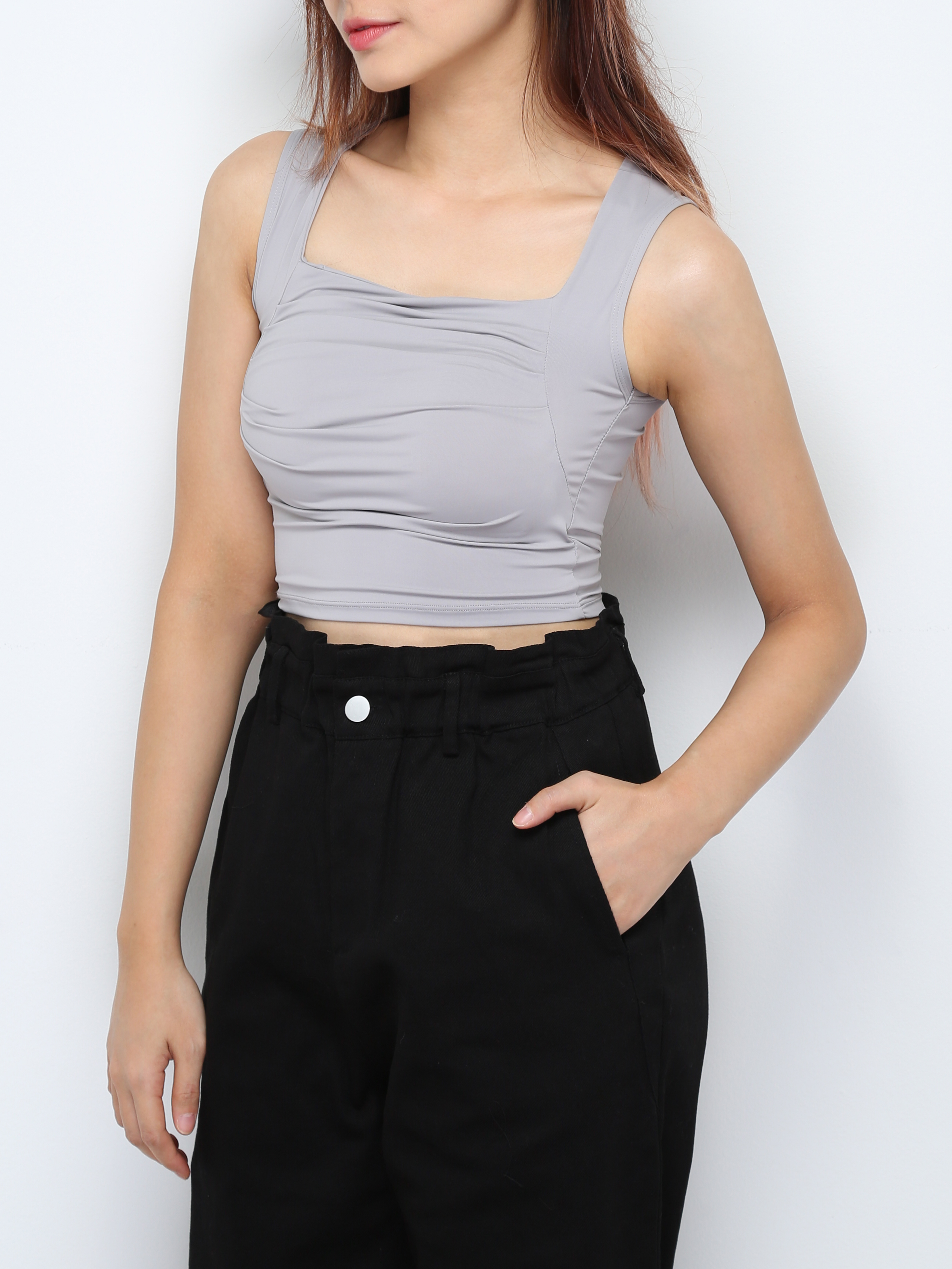 Sleeveless Front Pleated Top 29027