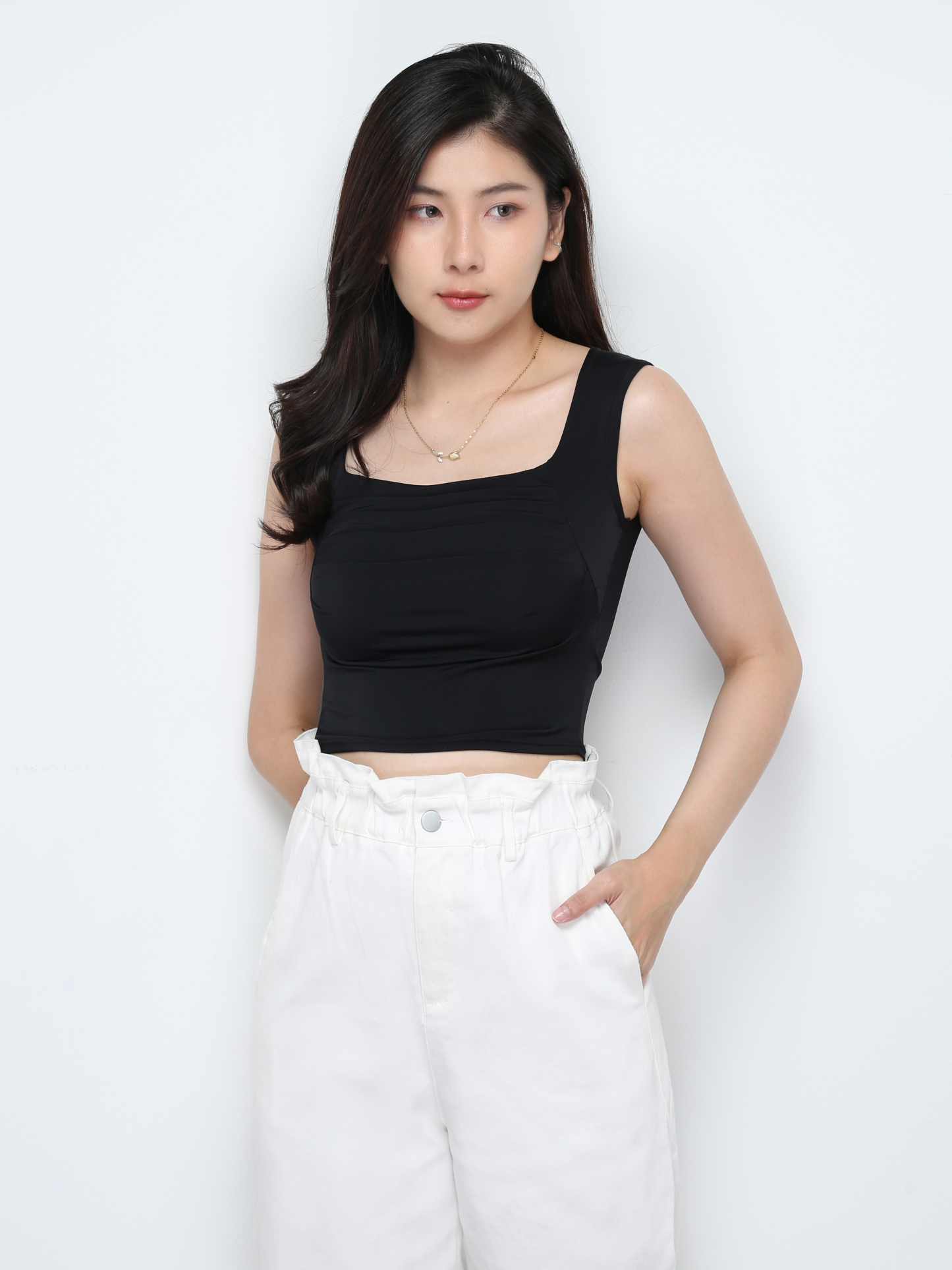 Sleeveless Front Pleated Top 29027
