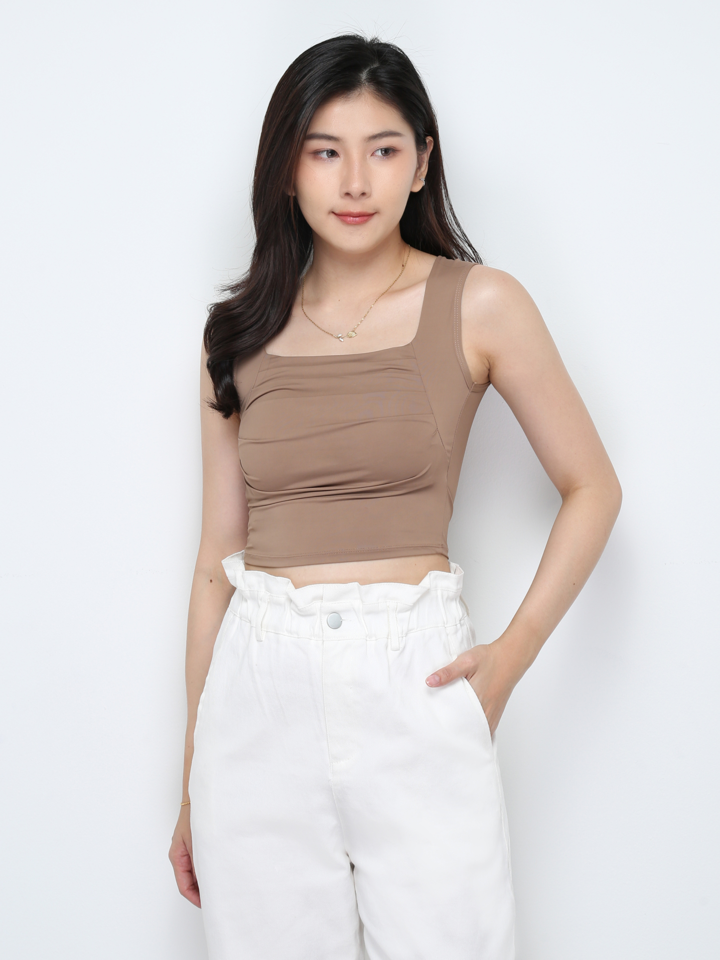 Sleeveless Front Pleated Top 29027