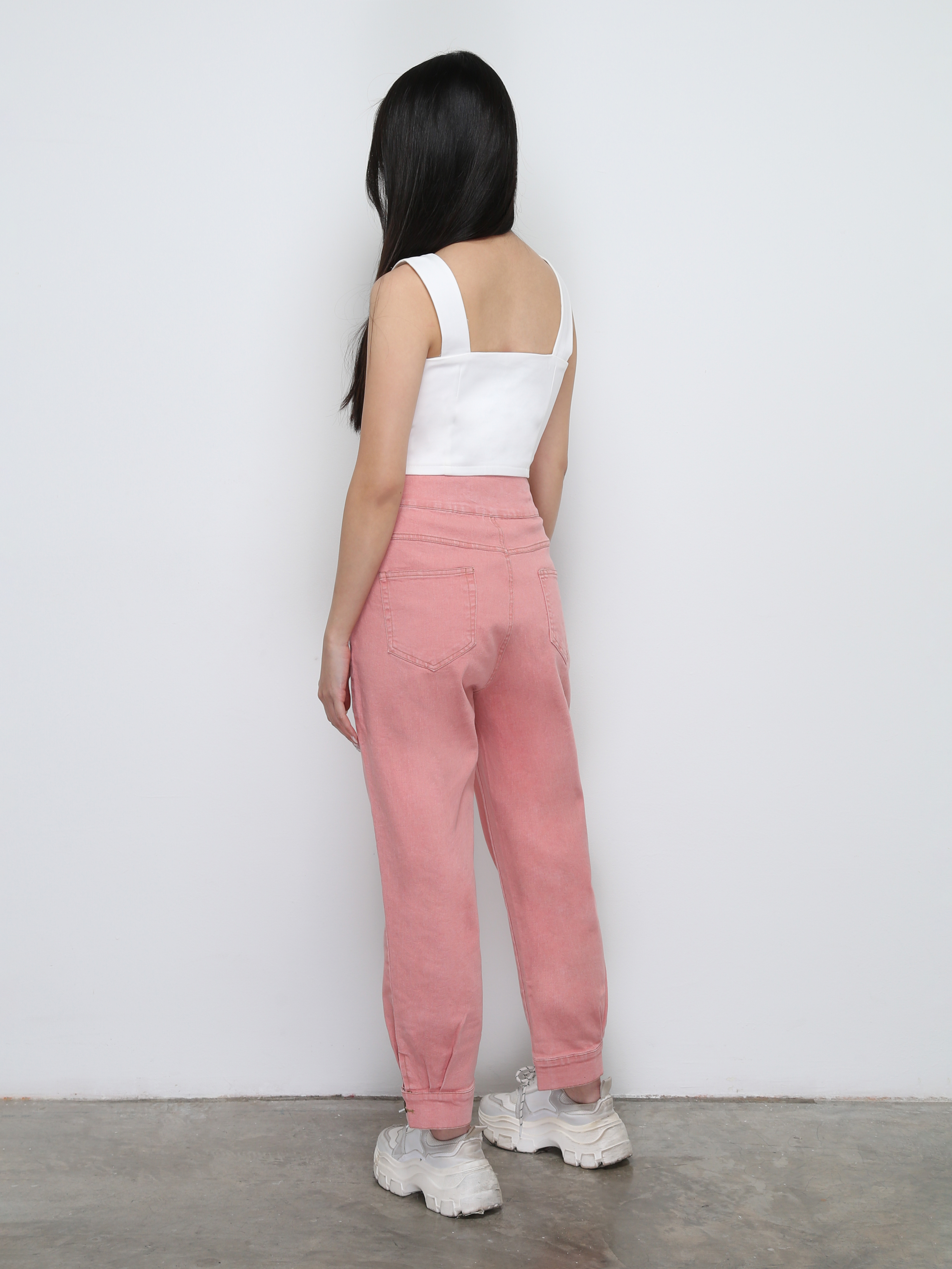 High Waist Denim Front Button With Zip Long Pants 29008