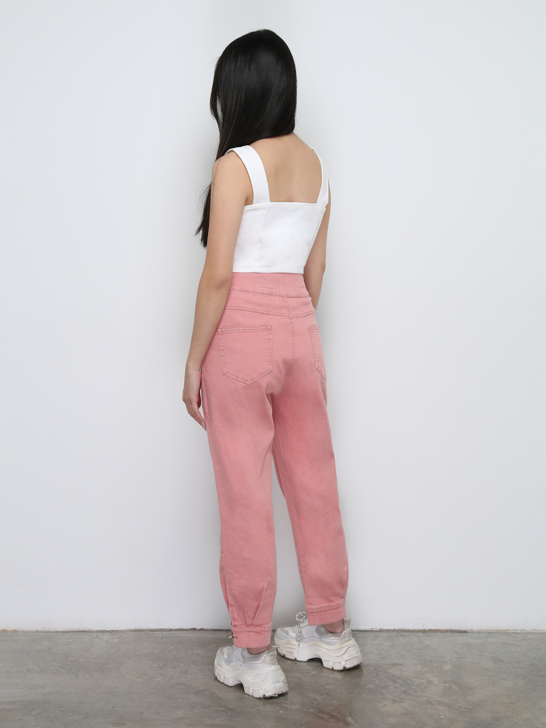 High Waist Denim Front Button With Zip Long Pants 29008