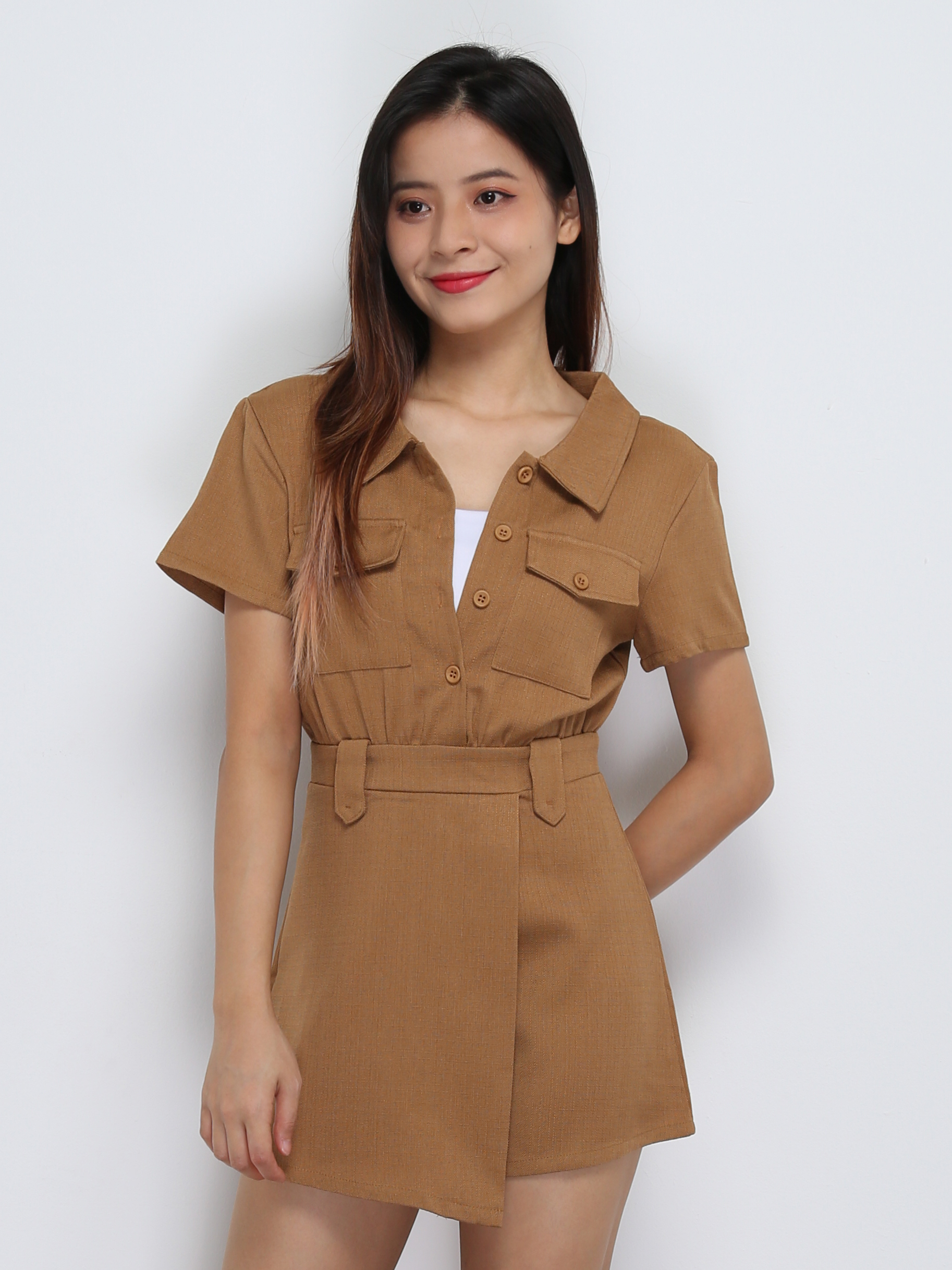 Back Zip Short Sleeve Jumpsuit 29091