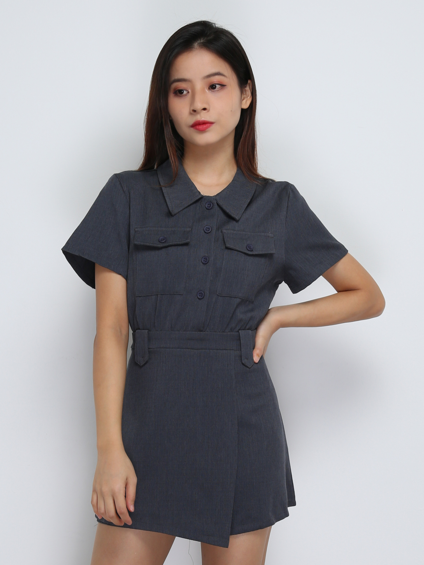Back Zip Short Sleeve Jumpsuit 29091