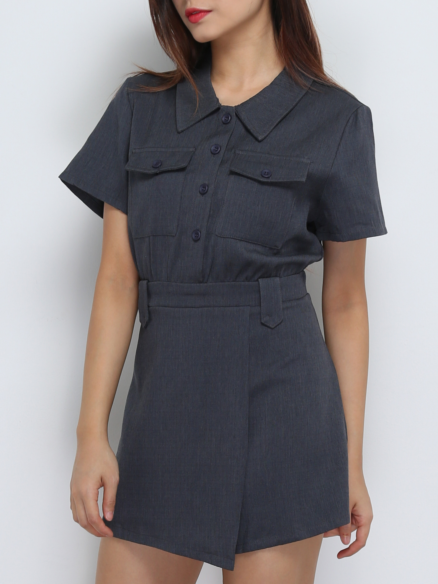 Back Zip Short Sleeve Jumpsuit 29091