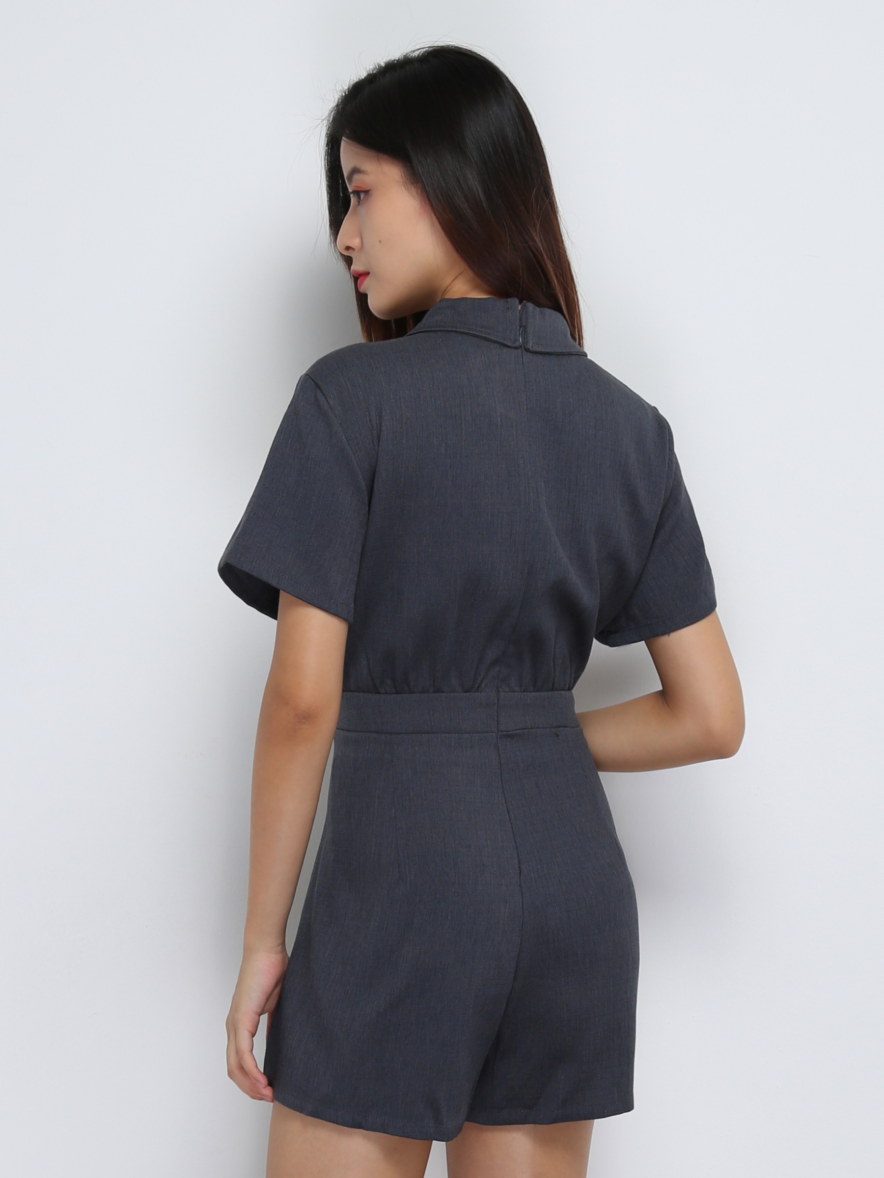 Back Zip Short Sleeve Jumpsuit 29091
