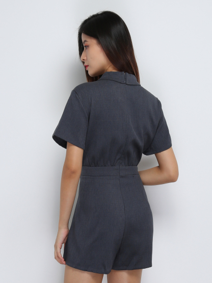 Back Zip Short Sleeve Jumpsuit 29091