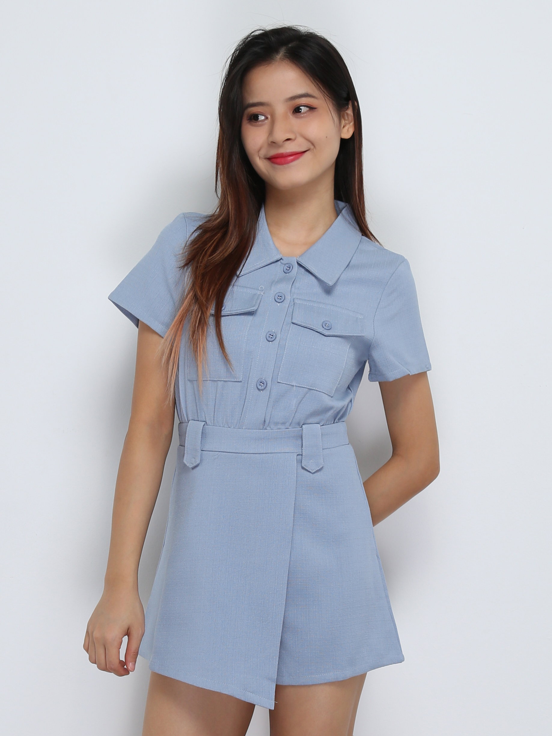 Back Zip Short Sleeve Jumpsuit 29091