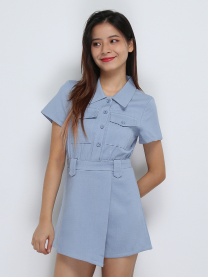 Back Zip Short Sleeve Jumpsuit 29091