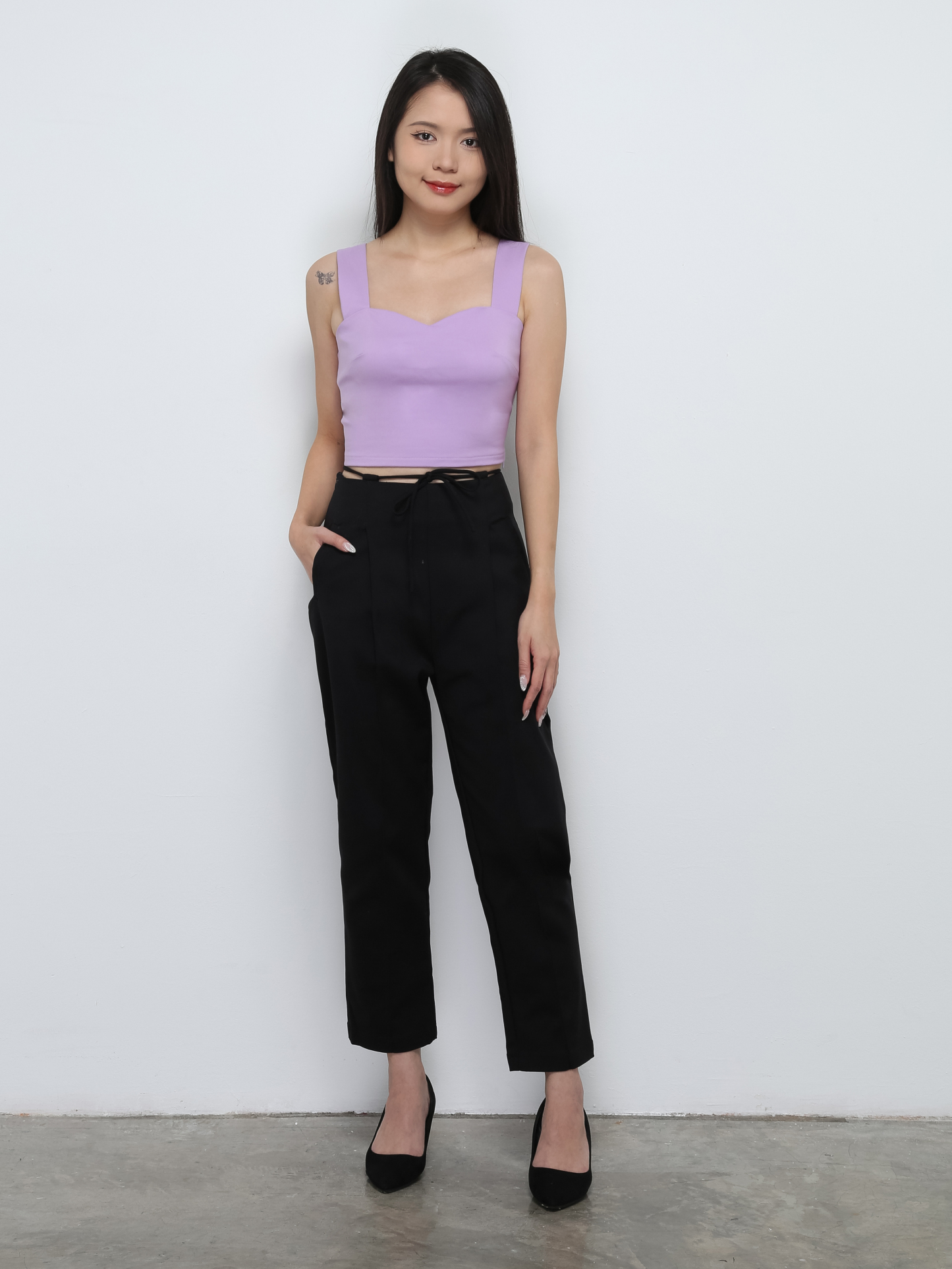 Waist Strap Tie Up Long Pants 29093