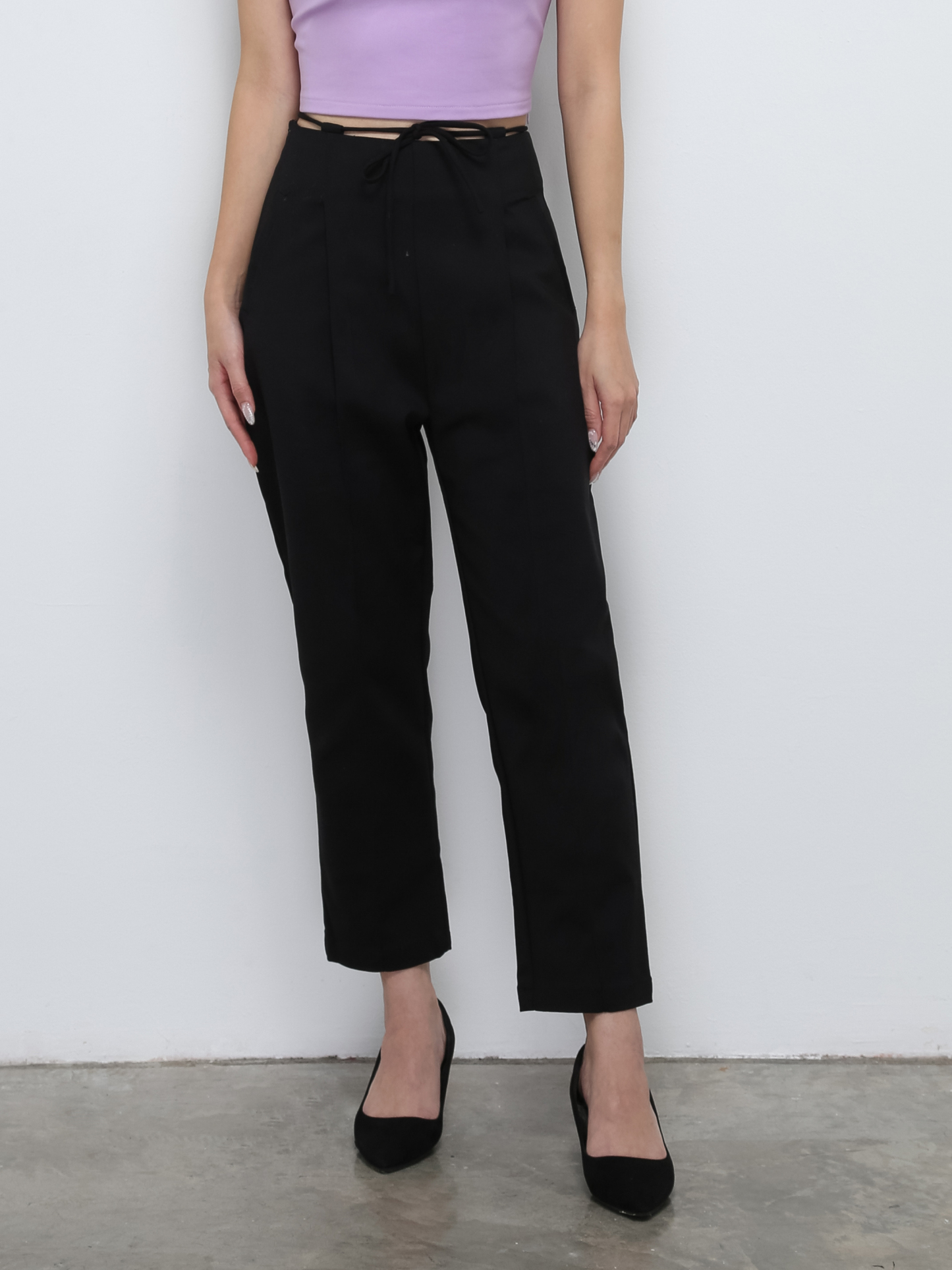 Waist Strap Tie Up Long Pants 29093
