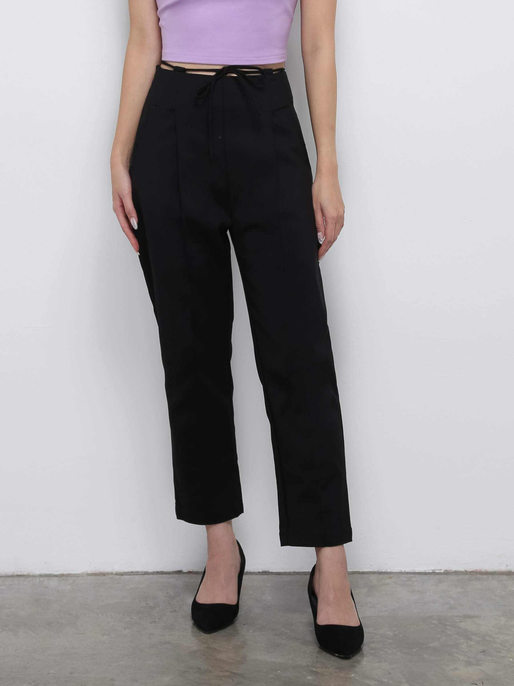 Waist Strap Tie Up Long Pants 29093