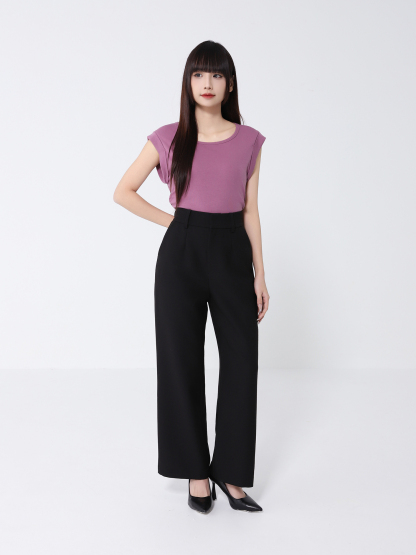 Side Pleated Irregular Long Top 46359