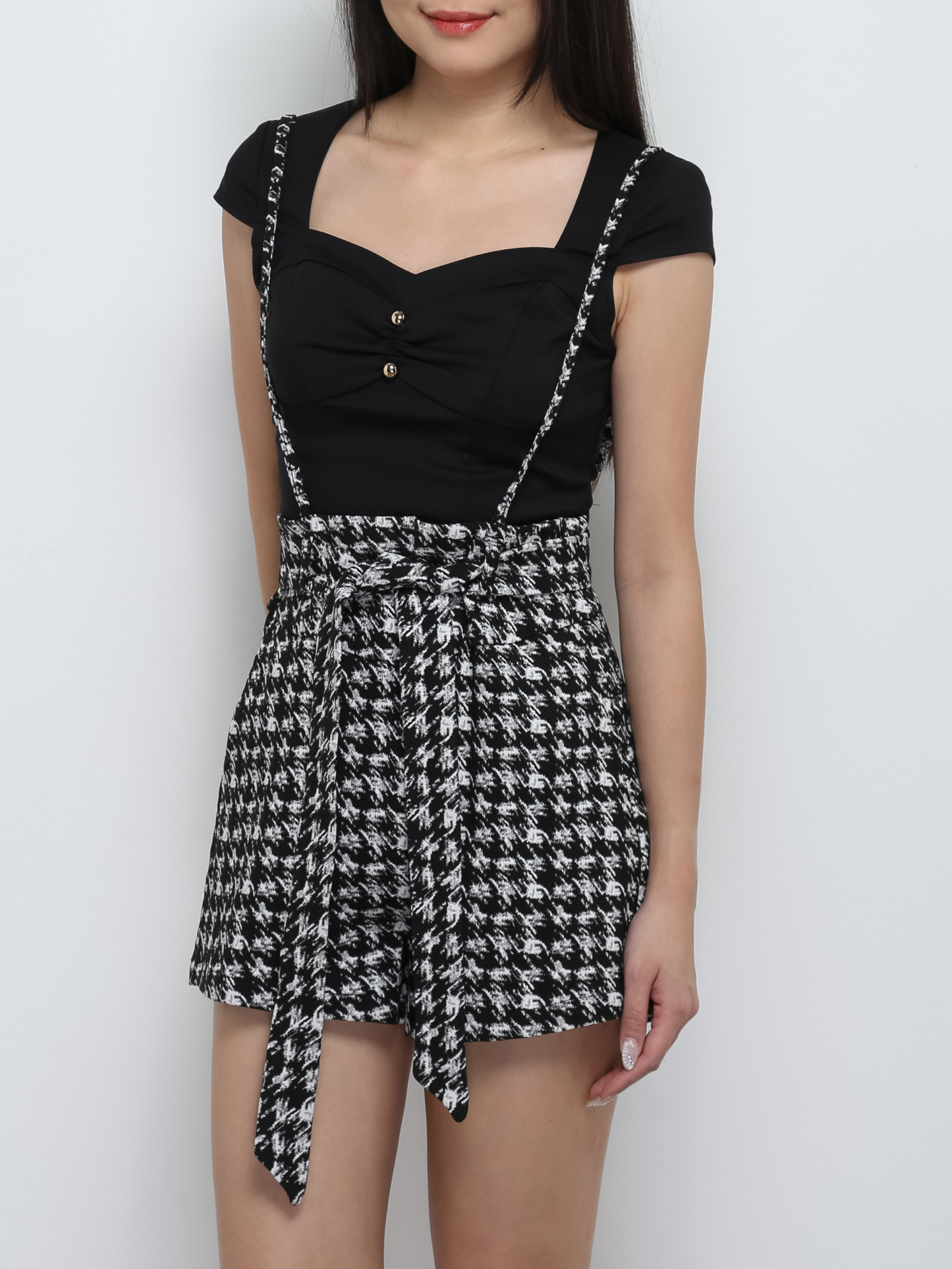 High Waist With Belt And Strap Short Pants 29118