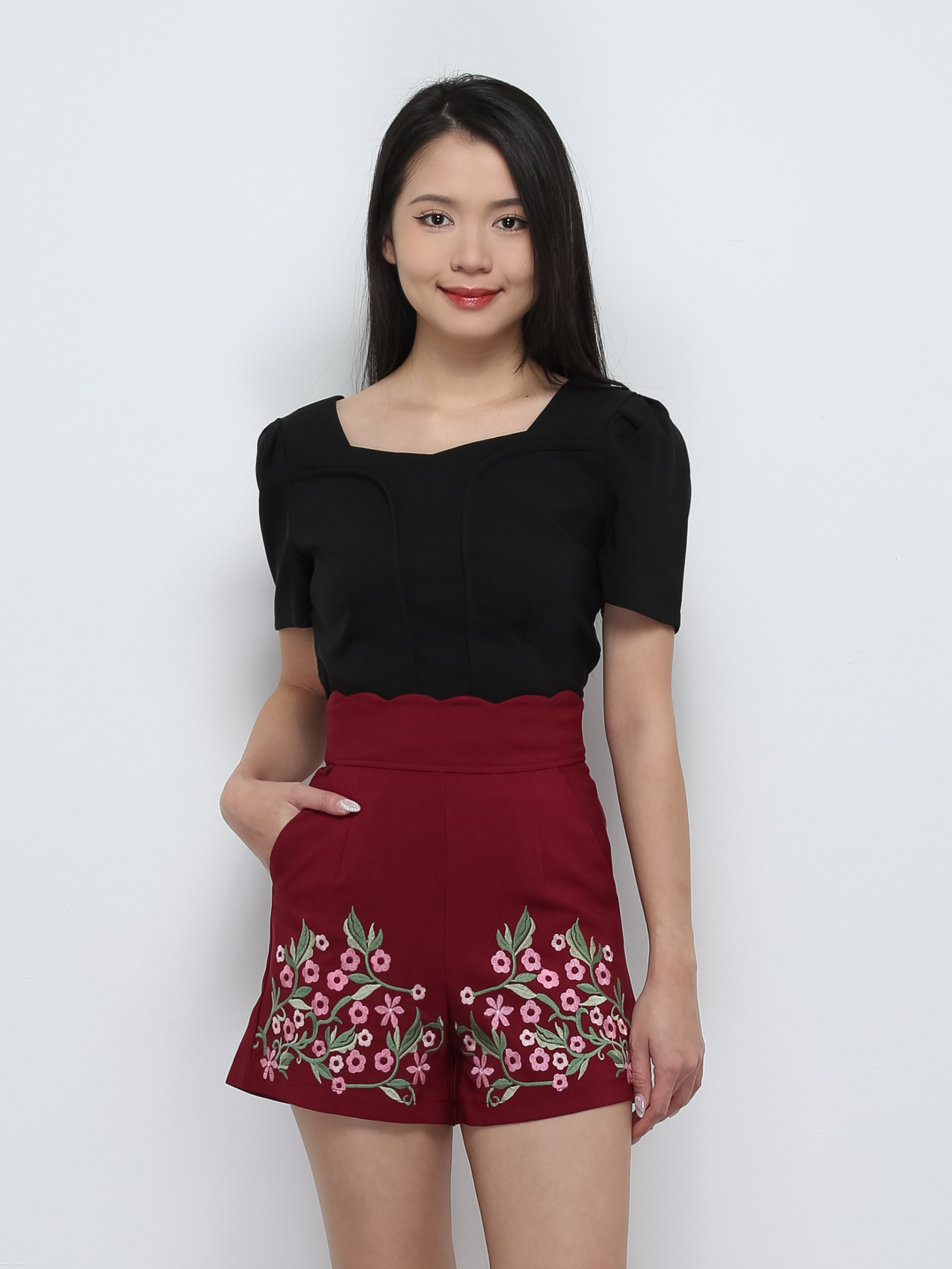 High Waist Floral Short Pants 29128