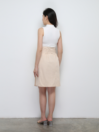 High Waist Pleated With Belt Long Skirt 29246