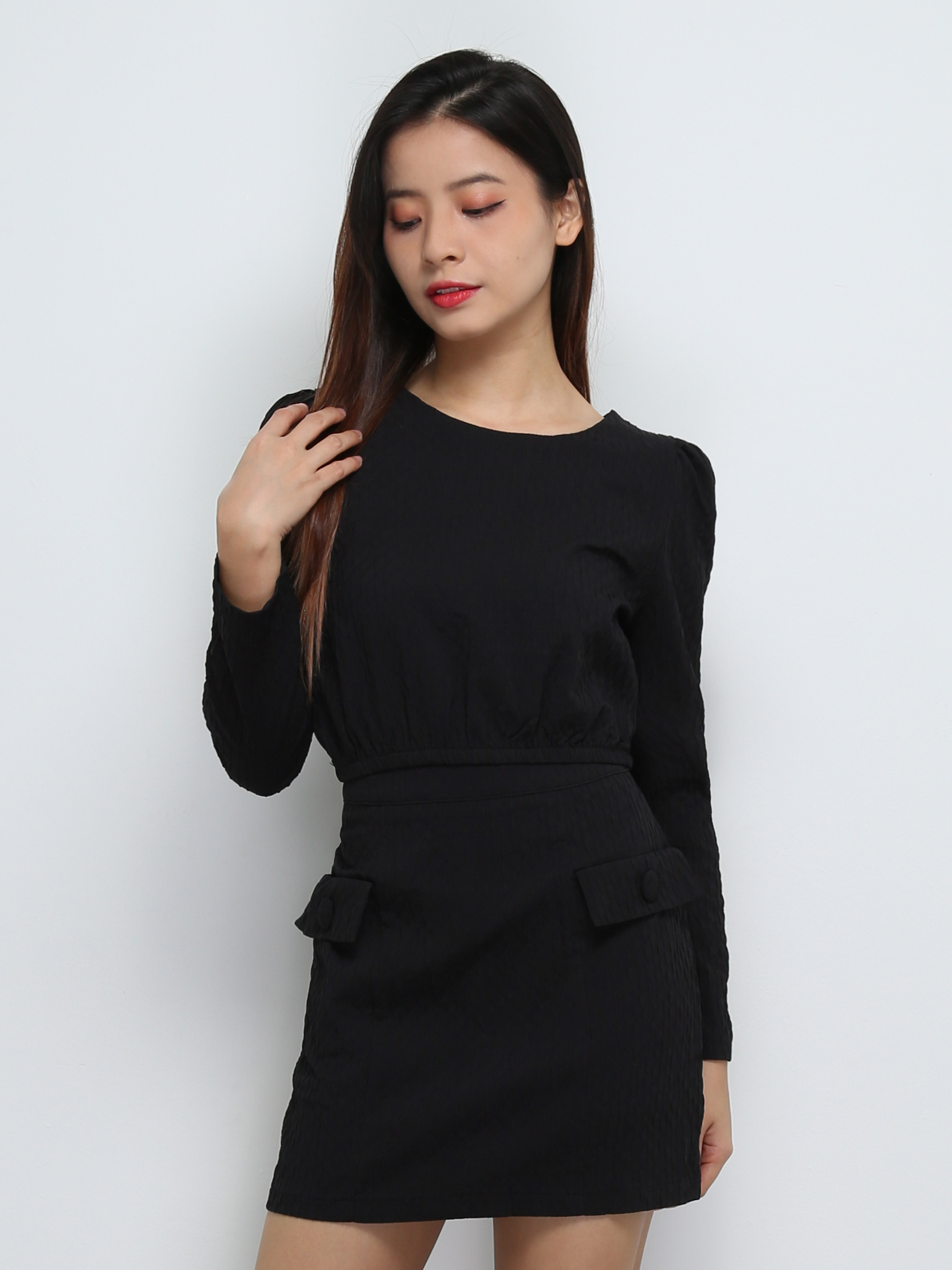 Long Sleeve Top With Back Zip Skirt Set 29184