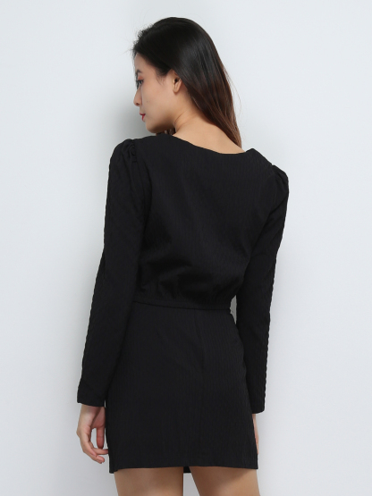 Long Sleeve Top With Back Zip Skirt Set 29184