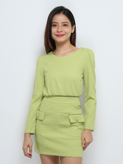 Long Sleeve Top With Back Zip Skirt Set 29184