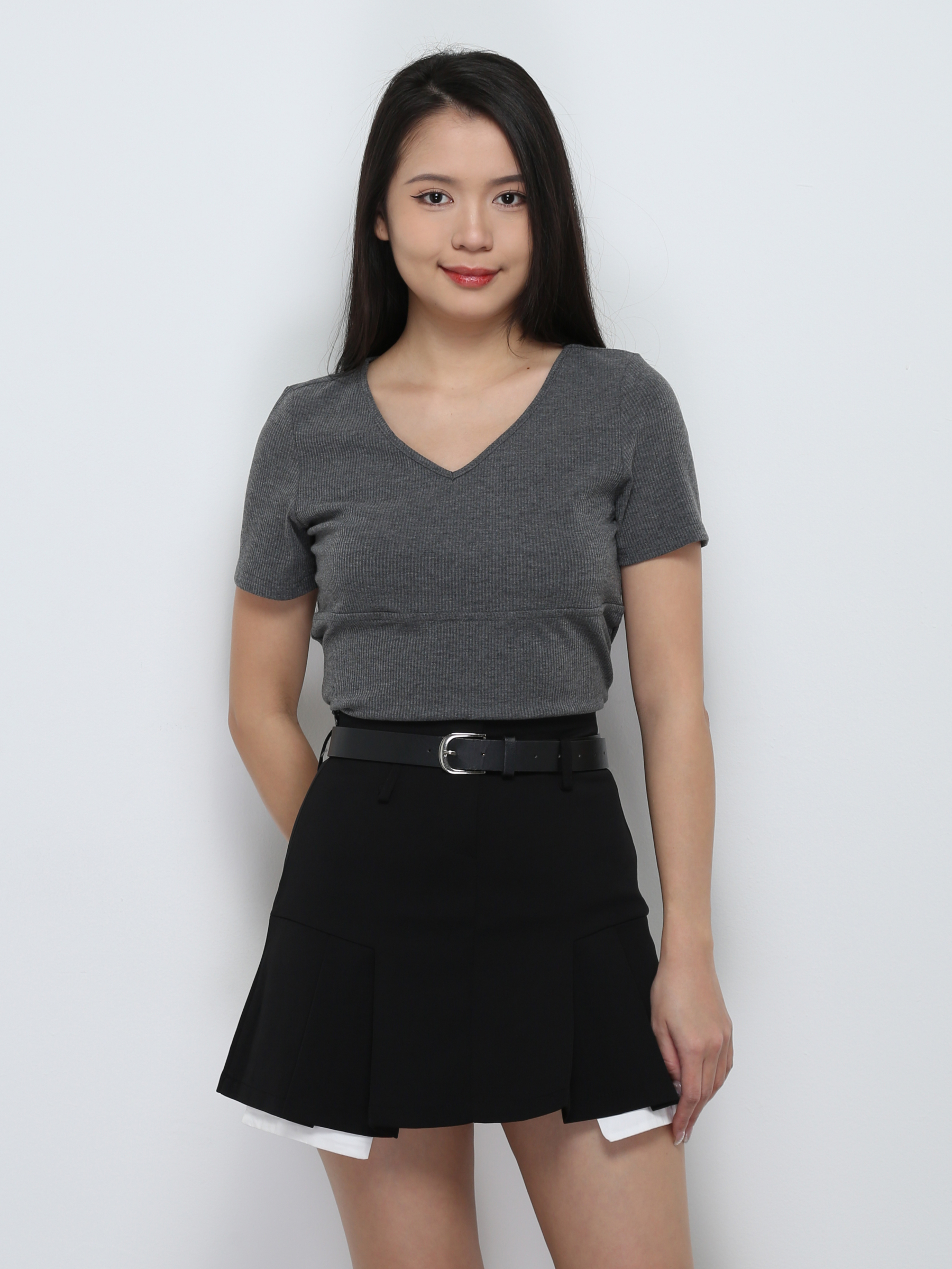 Short Sleeve V Neck Top 29187