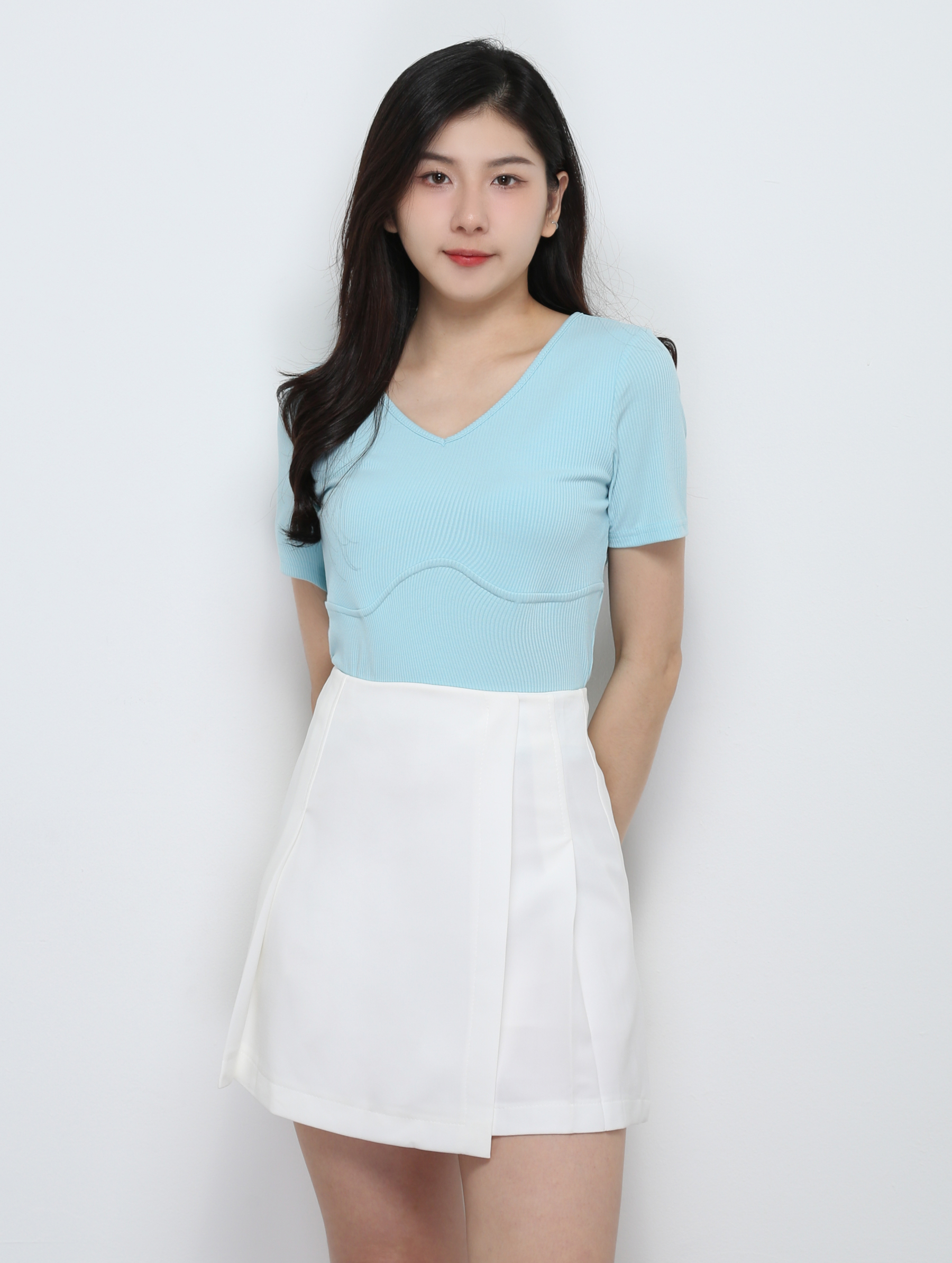 Short Sleeve V Neck Top 29187