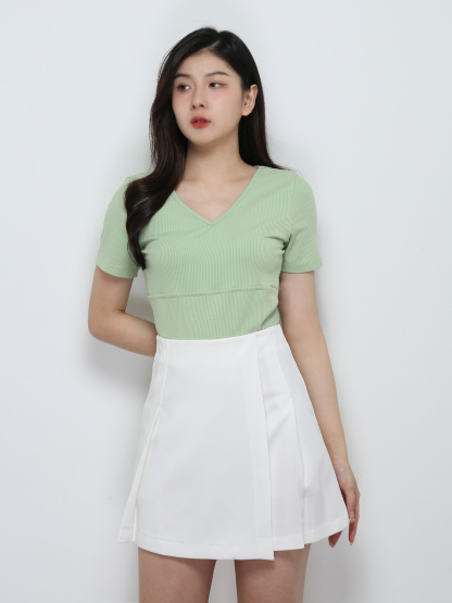 Short Sleeve V Neck Top 29187