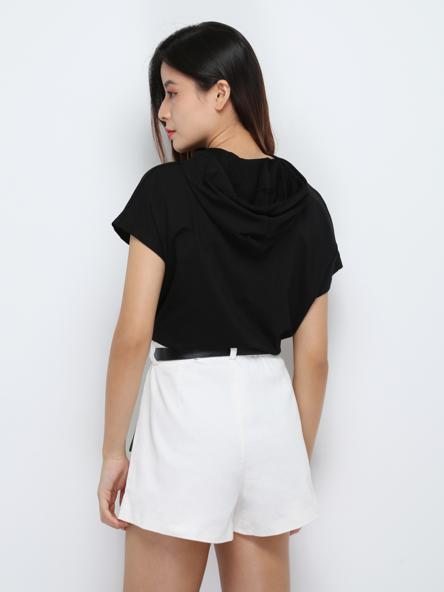 High Waist Decorative Buckle With Belt Short Pants 29212