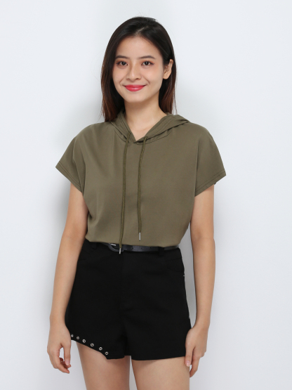 High Waist Decorative Buckle With Belt Short Pants 29212