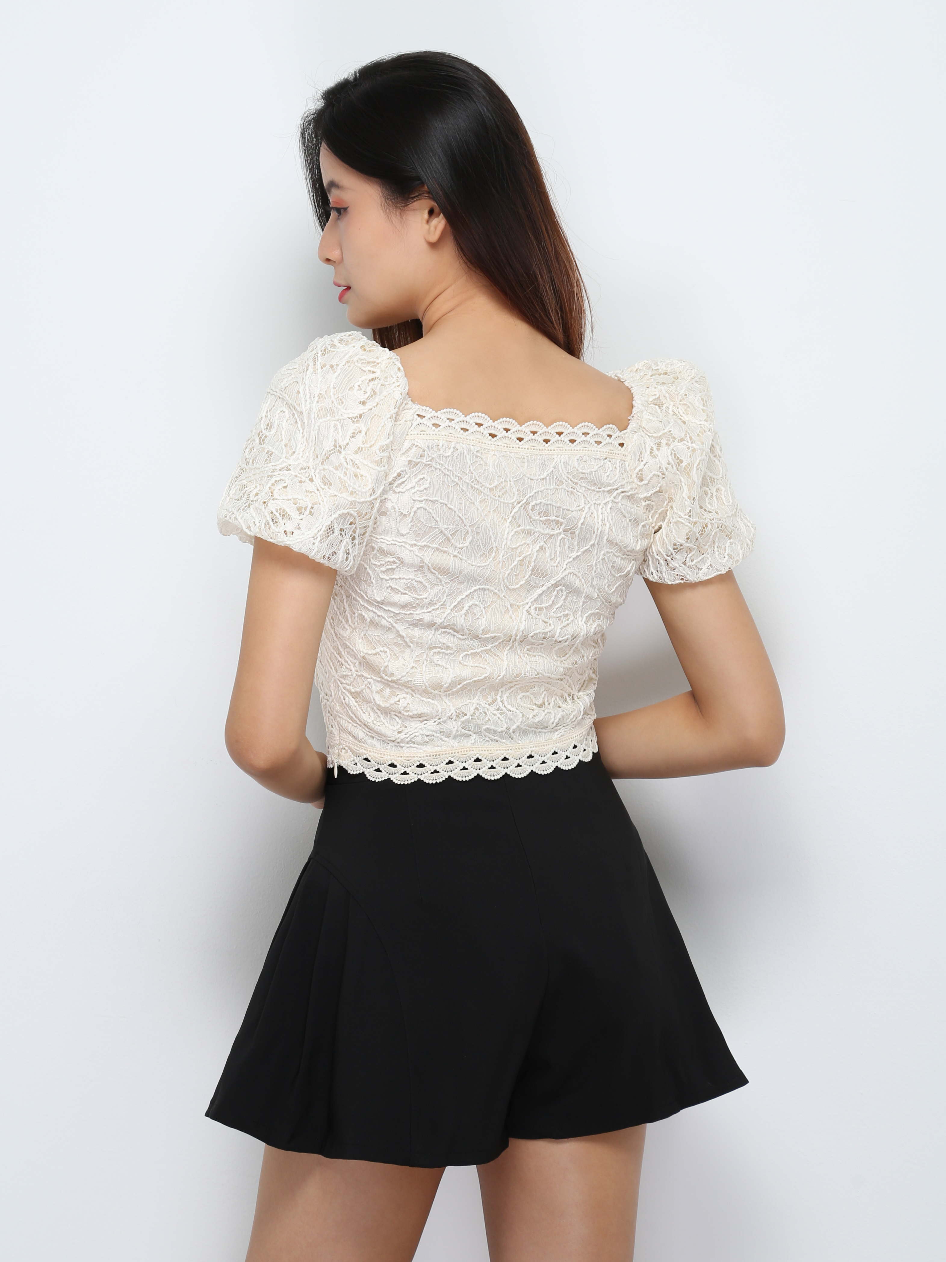 High Waist Back Zip Side Pleated Short Pants 29242