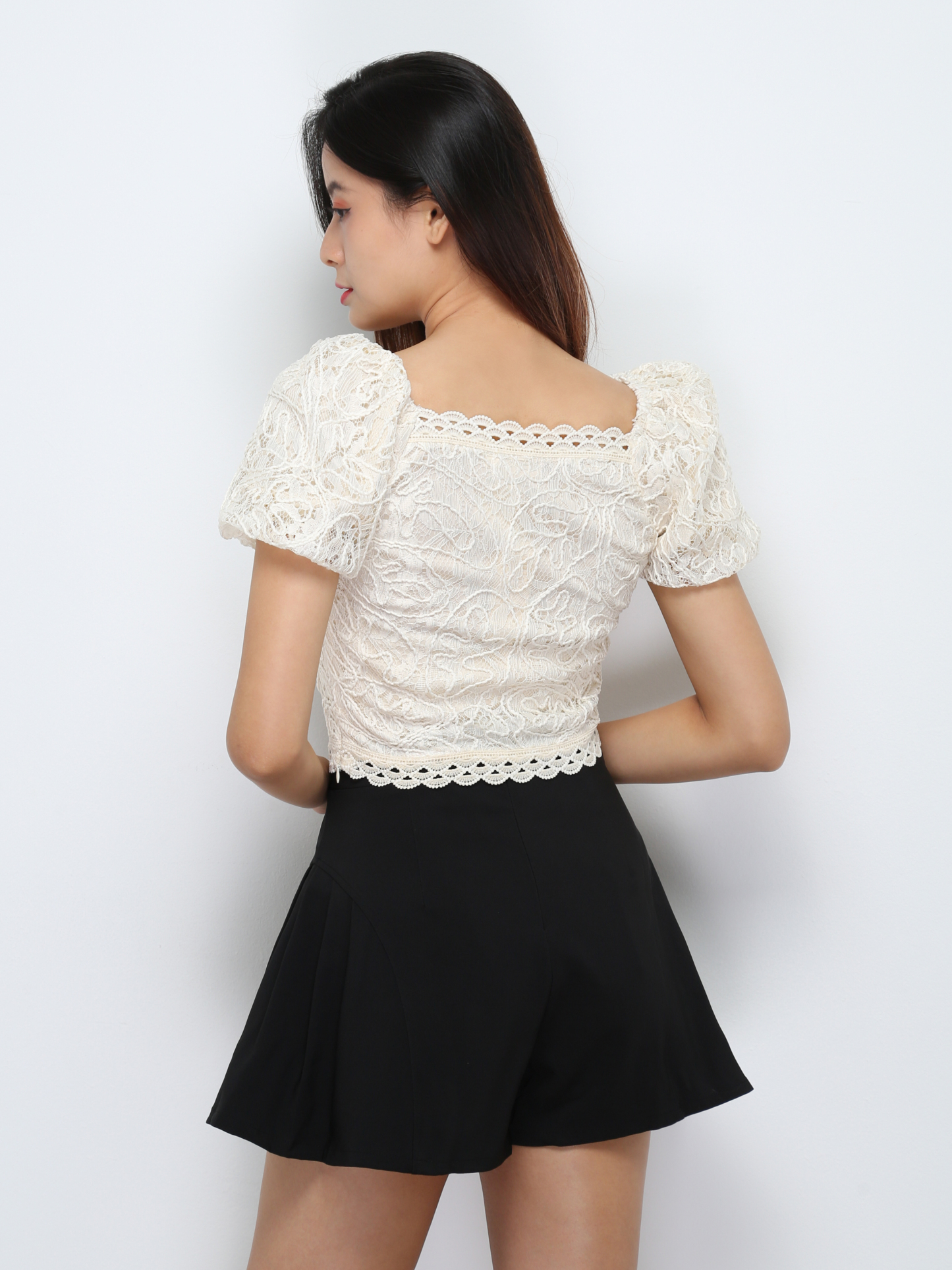 High Waist Back Zip Side Pleated Short Pants 29242