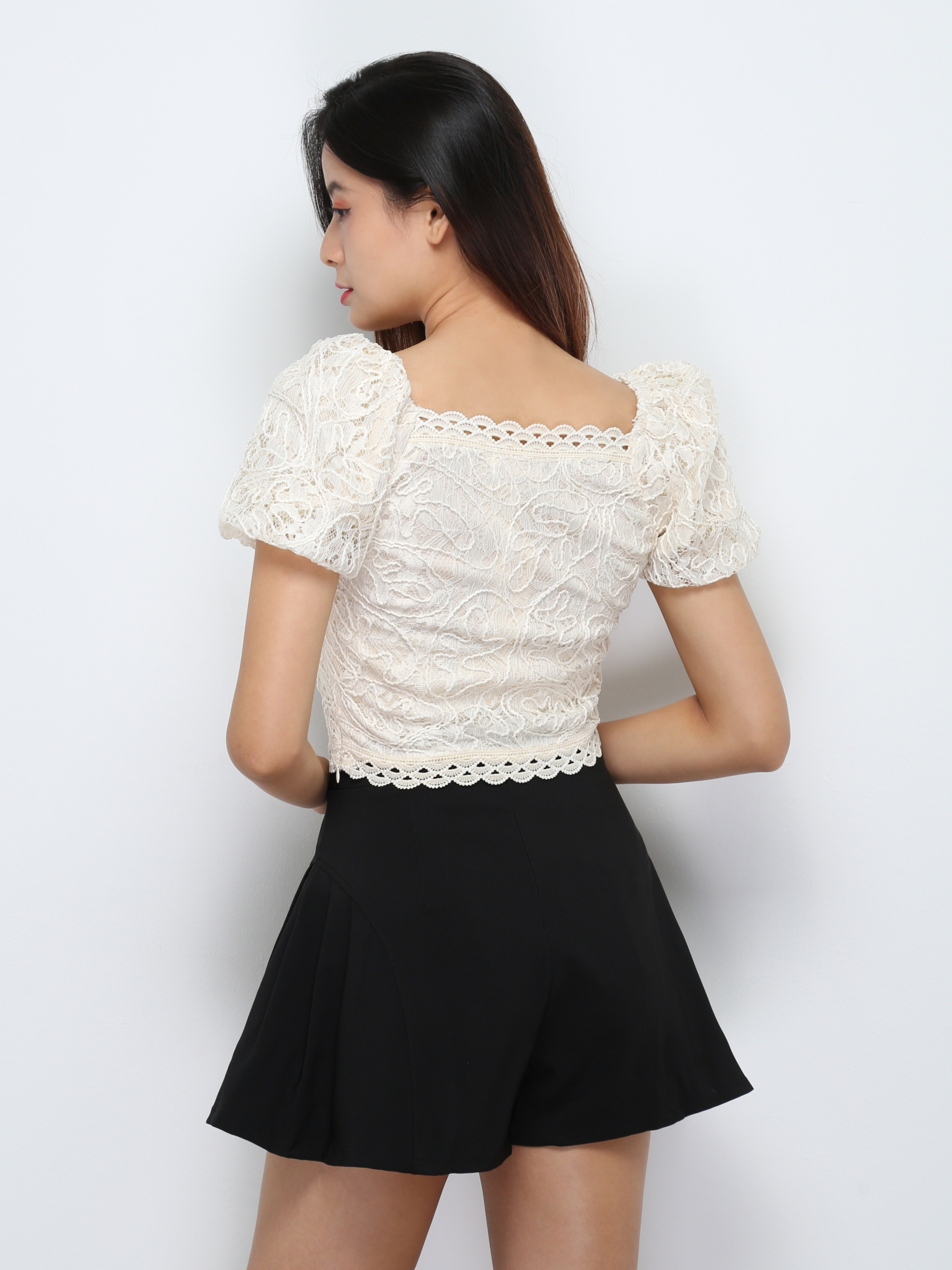 High Waist Back Zip Side Pleated Short Pants 29242