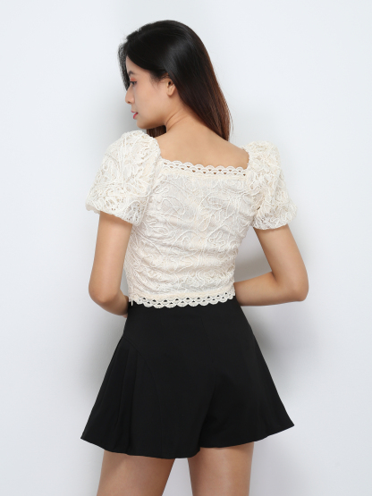 High Waist Back Zip Side Pleated Short Pants 29242