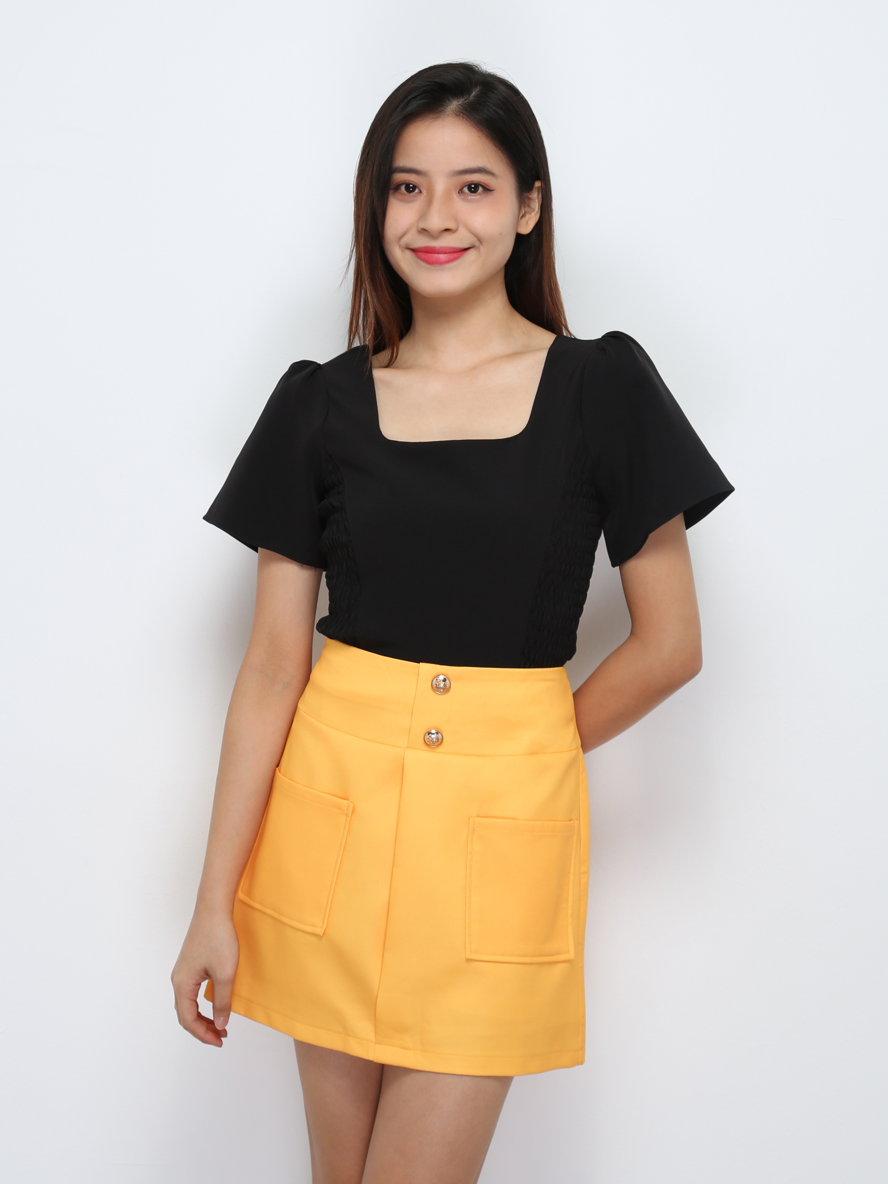 Waist Stretchable Short Sleeve Top 29210