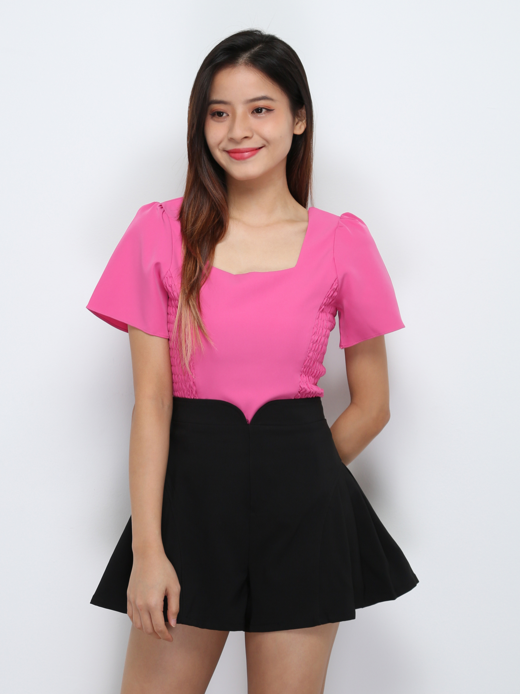 Waist Stretchable Short Sleeve Top 29210