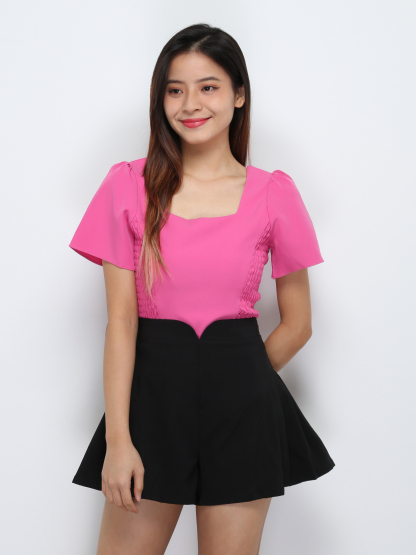 Waist Stretchable Short Sleeve Top 29210