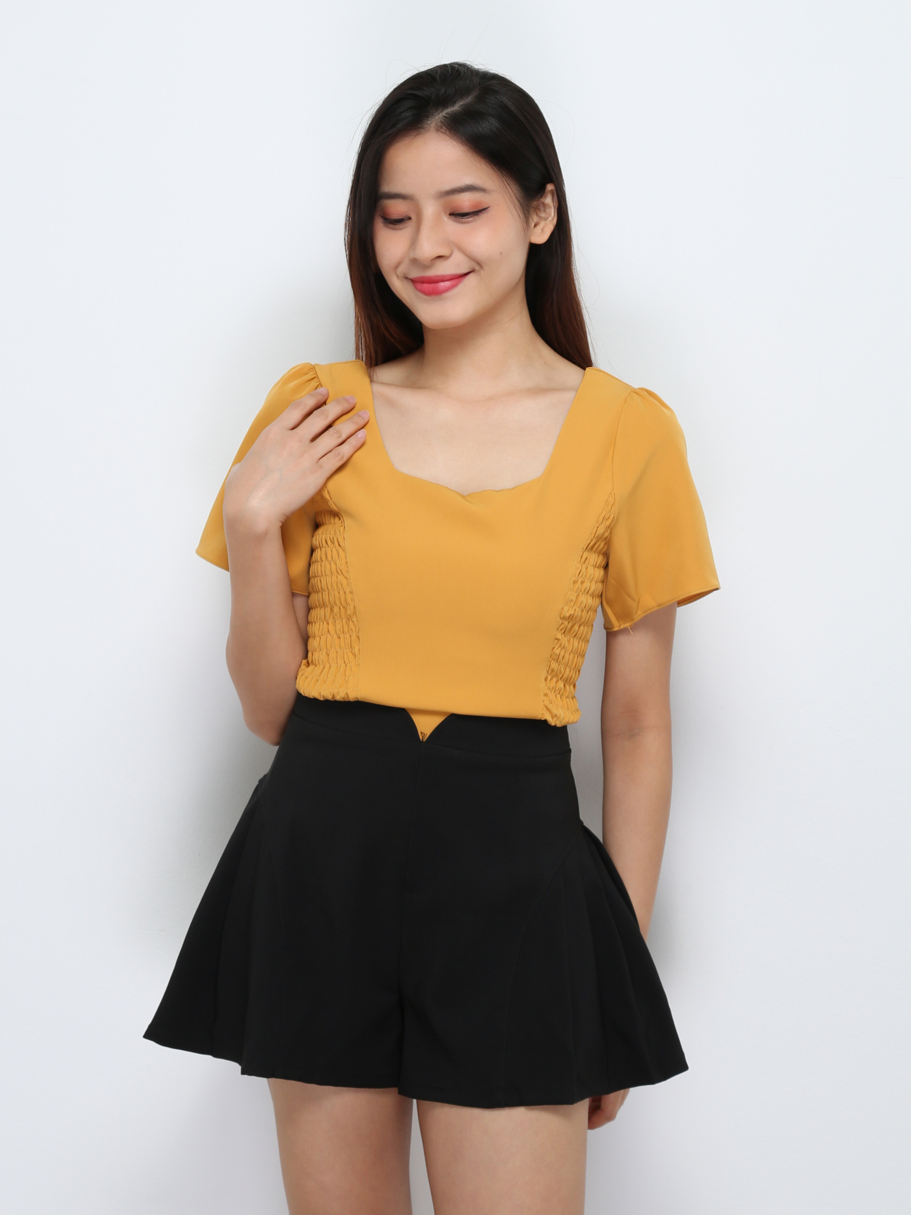 Waist Stretchable Short Sleeve Top 29210