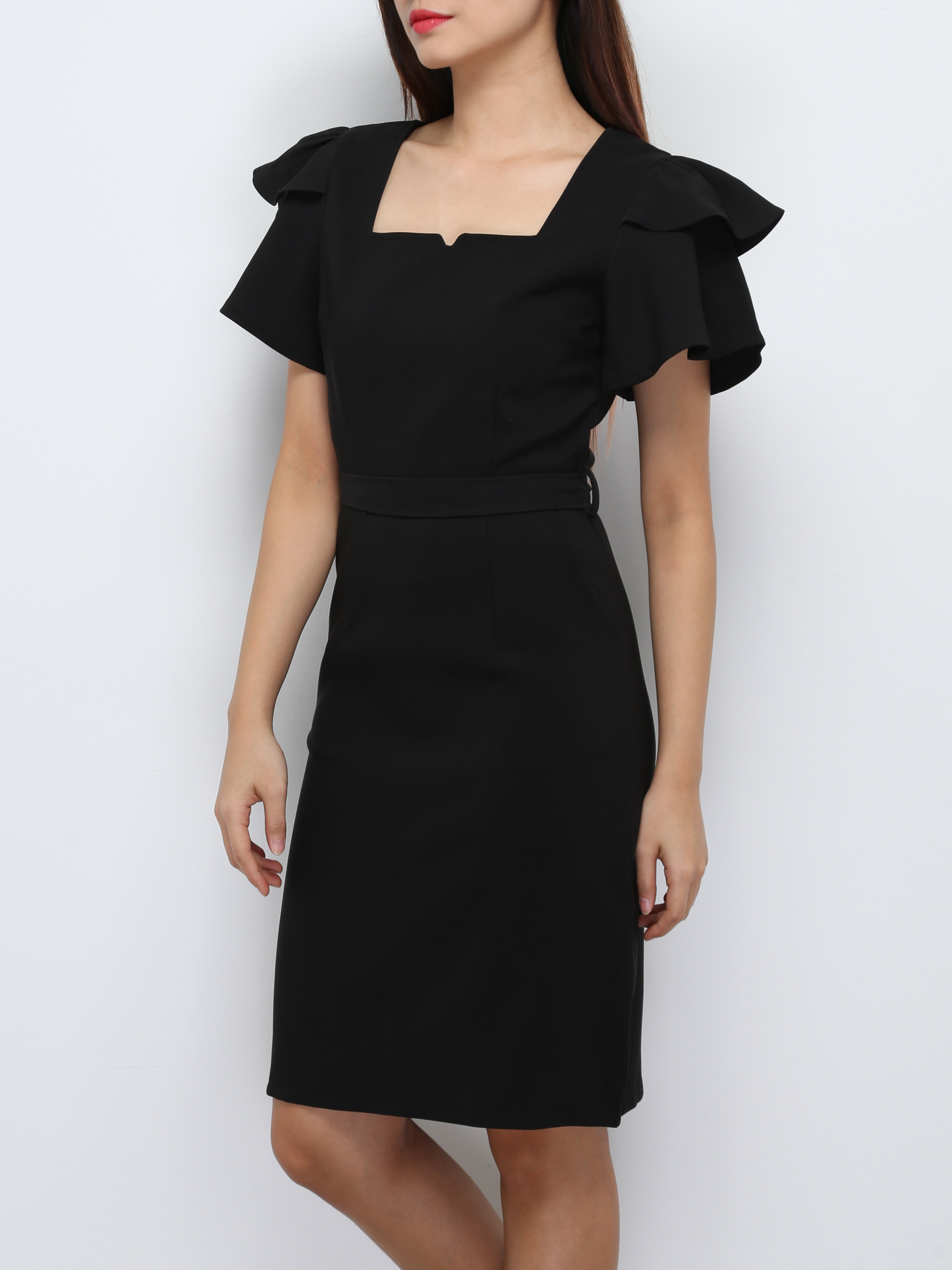 Layered Sleeve With Belt Dress 29244