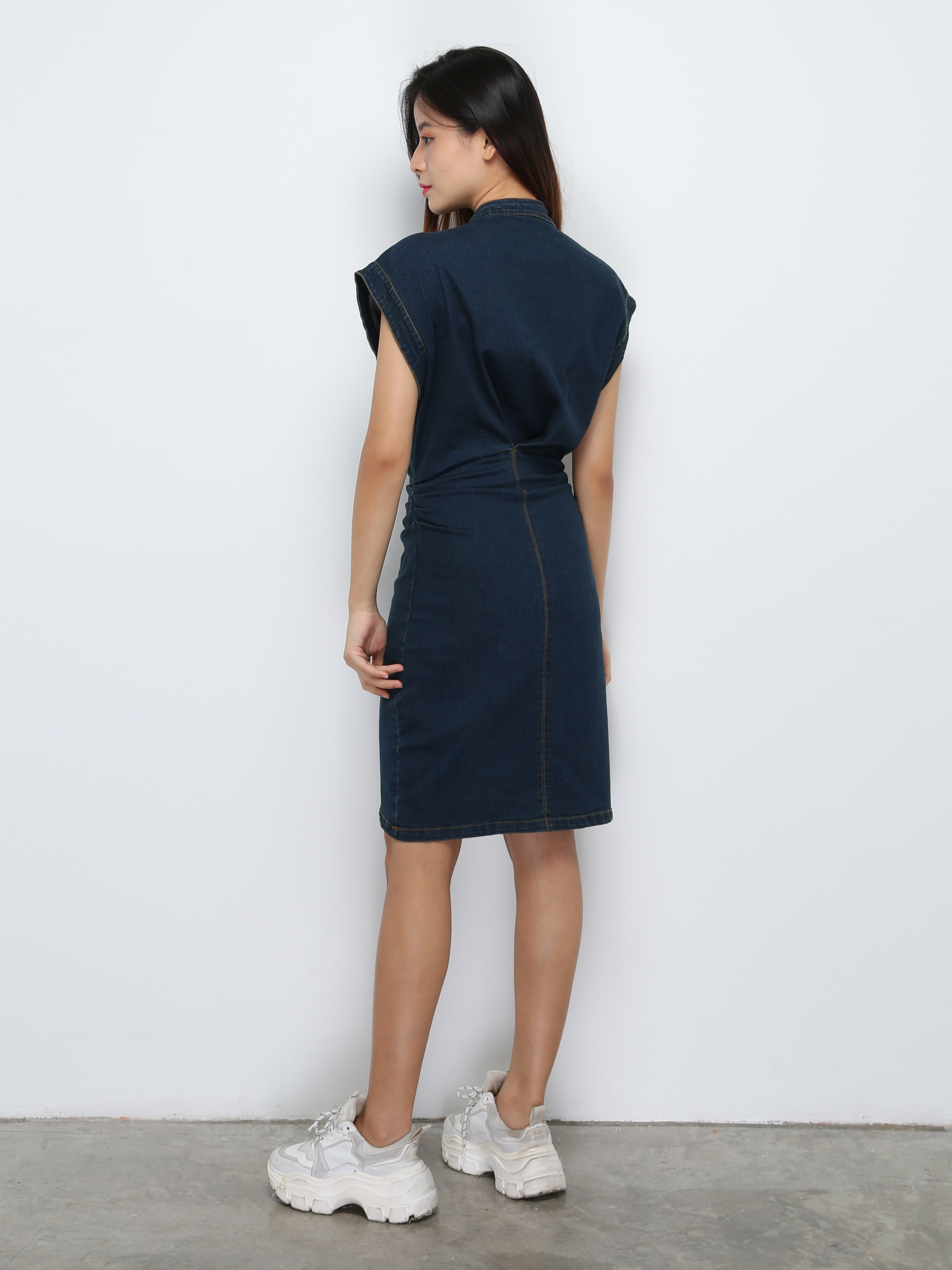 Denim Side Pleated Dress 29245