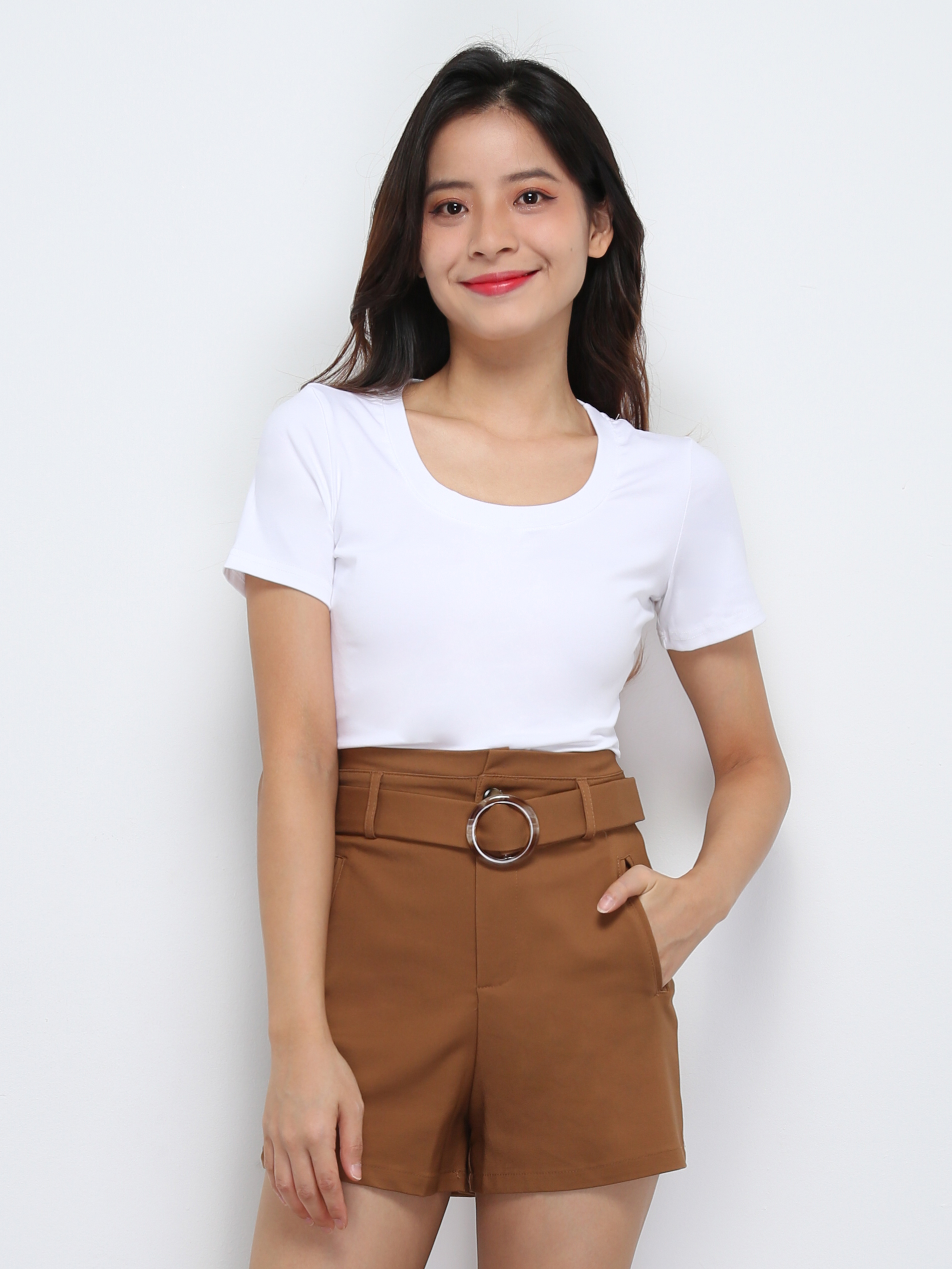 Front Pocket Short Pant With Belt 29339