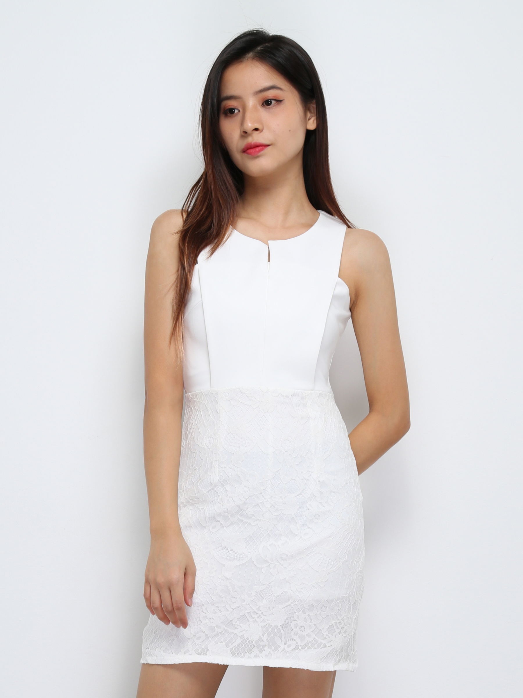 Sleeveless With Lace Dress 29286