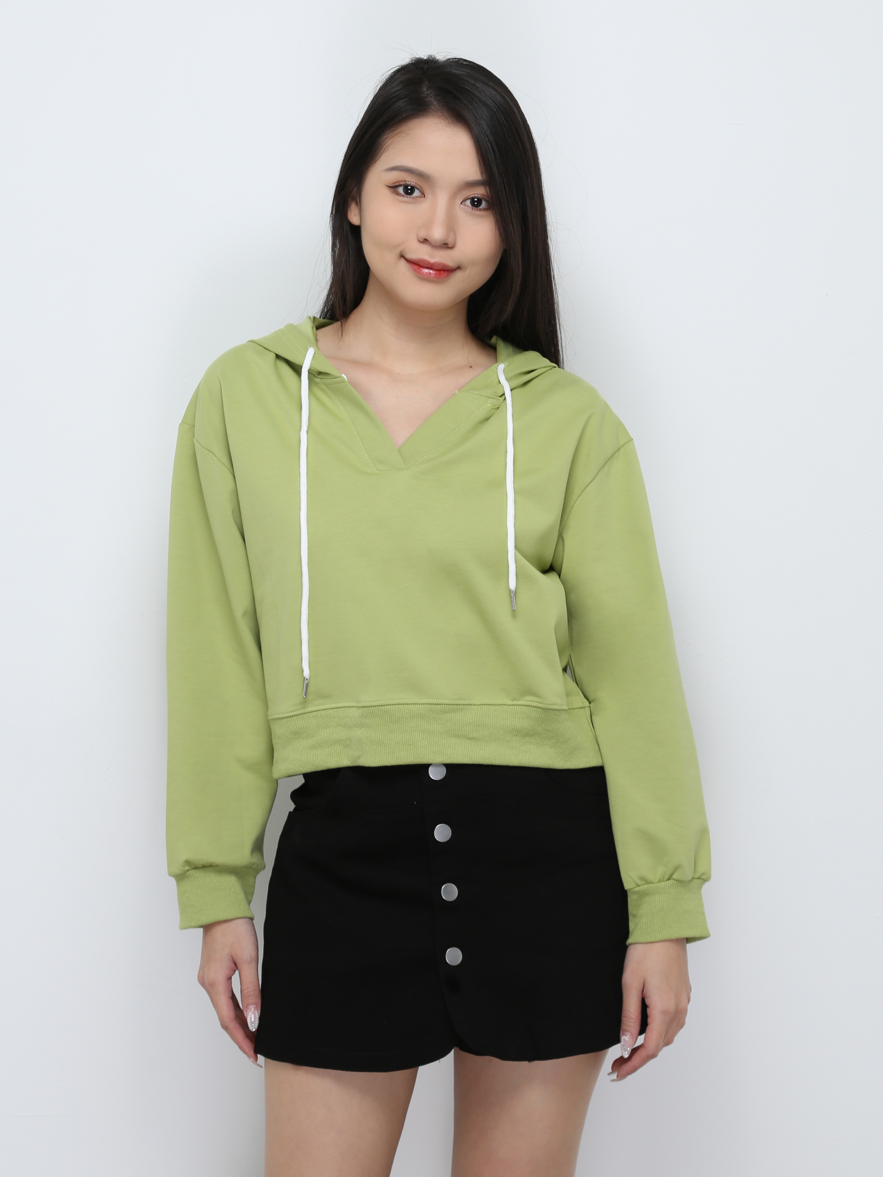 With Cap Long Sleeve Top 29288