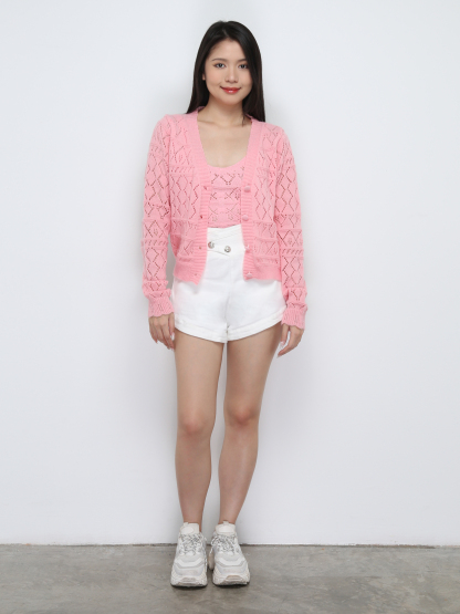 Denim Back Zip Front Button Short Pant 29381