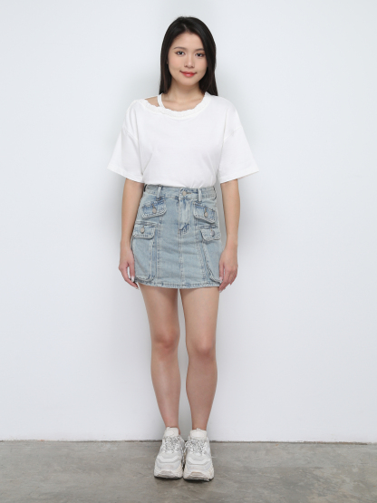 Denim Front Pocket Skirt Pant 29395