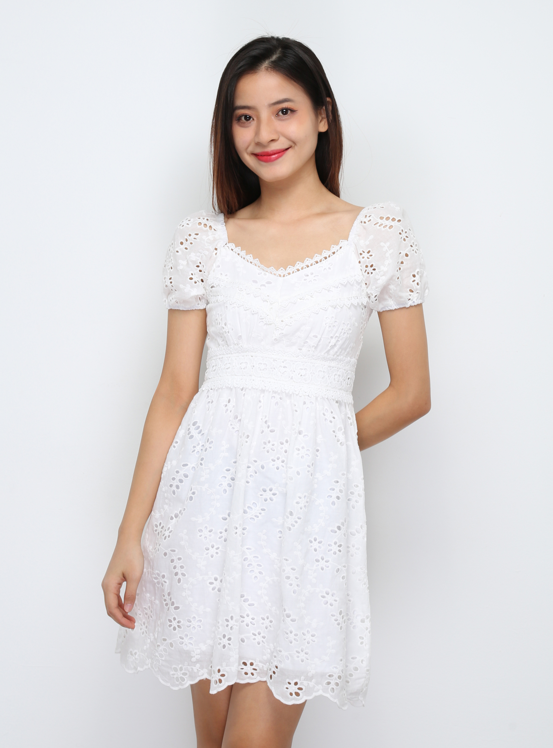 Puff Sleeve Eyelet Dress 29409