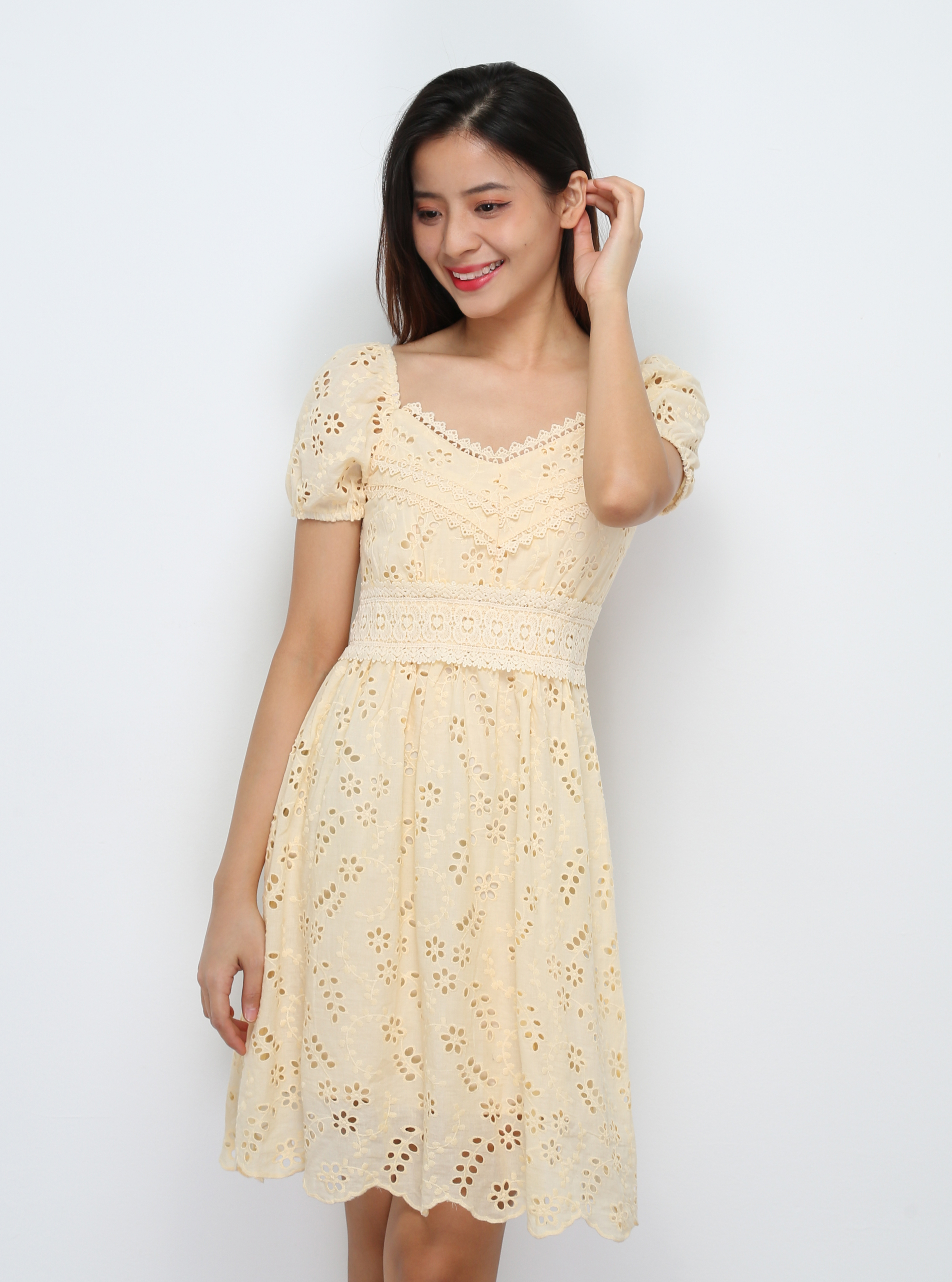 Puff Sleeve Eyelet Dress 29409